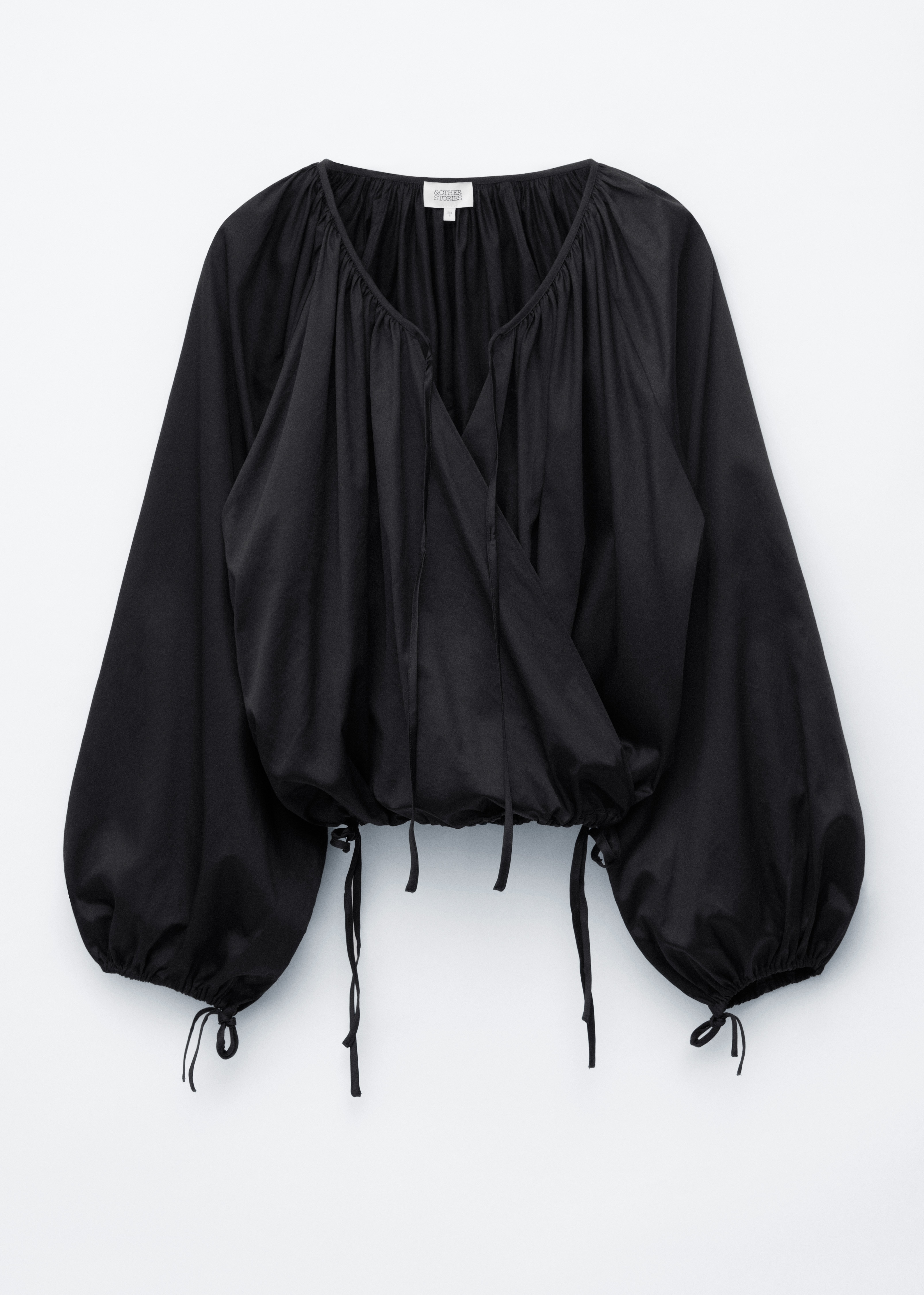 Blouse croisée en coton - Noir/Bleu clair/Blanc/Pois noirs