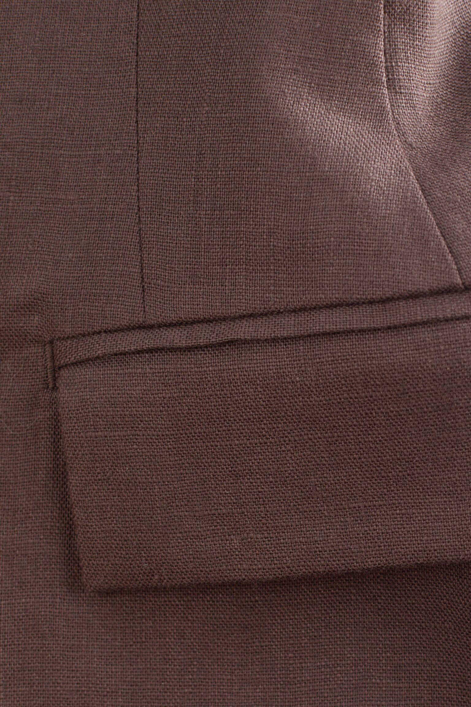 Figursyet blazer i hør - Brun/Beige - 3