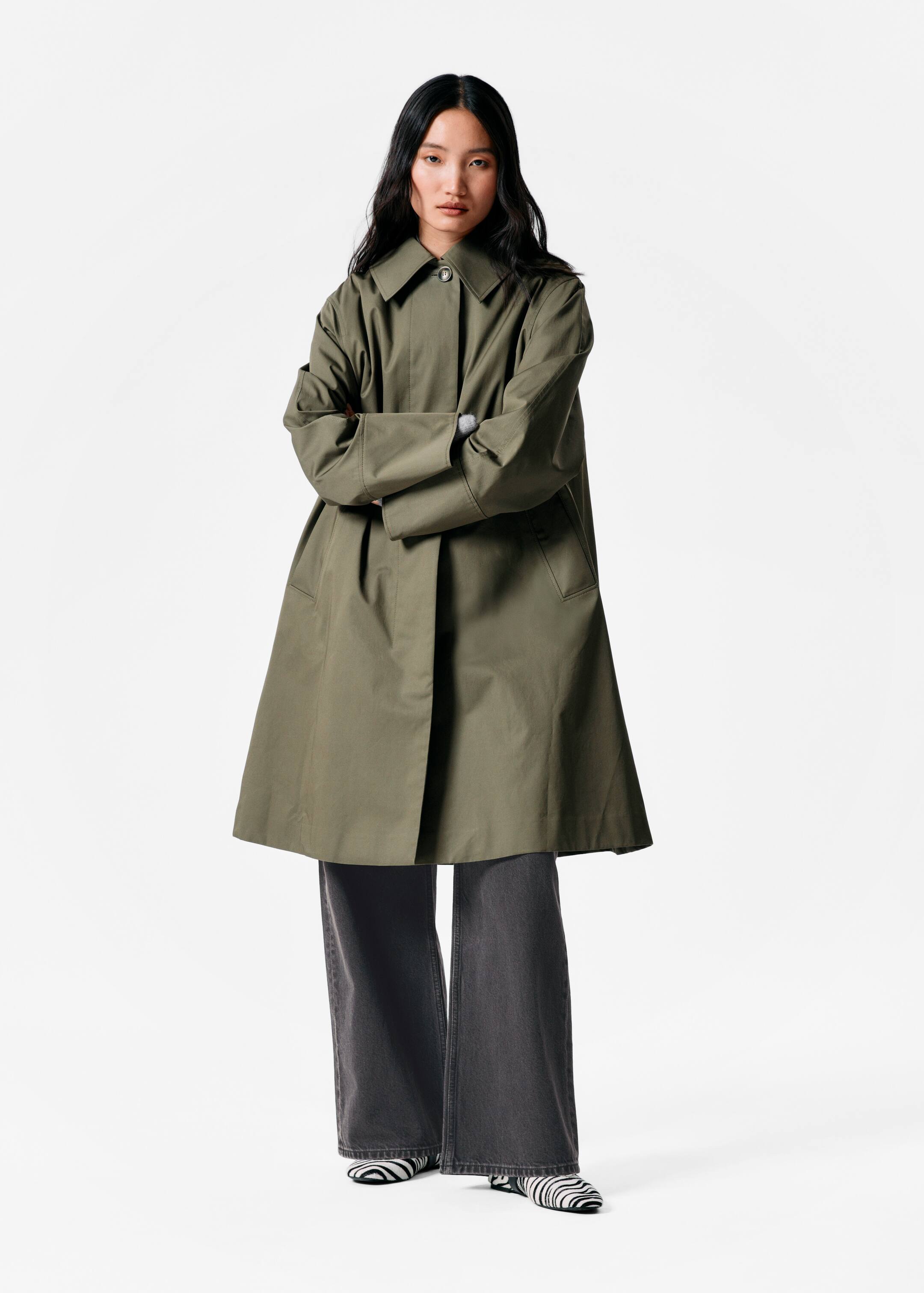 Преглед на по-голямо изображение: Палто с яка - Khaki Green - ЖЕНИ | H&M BG 3