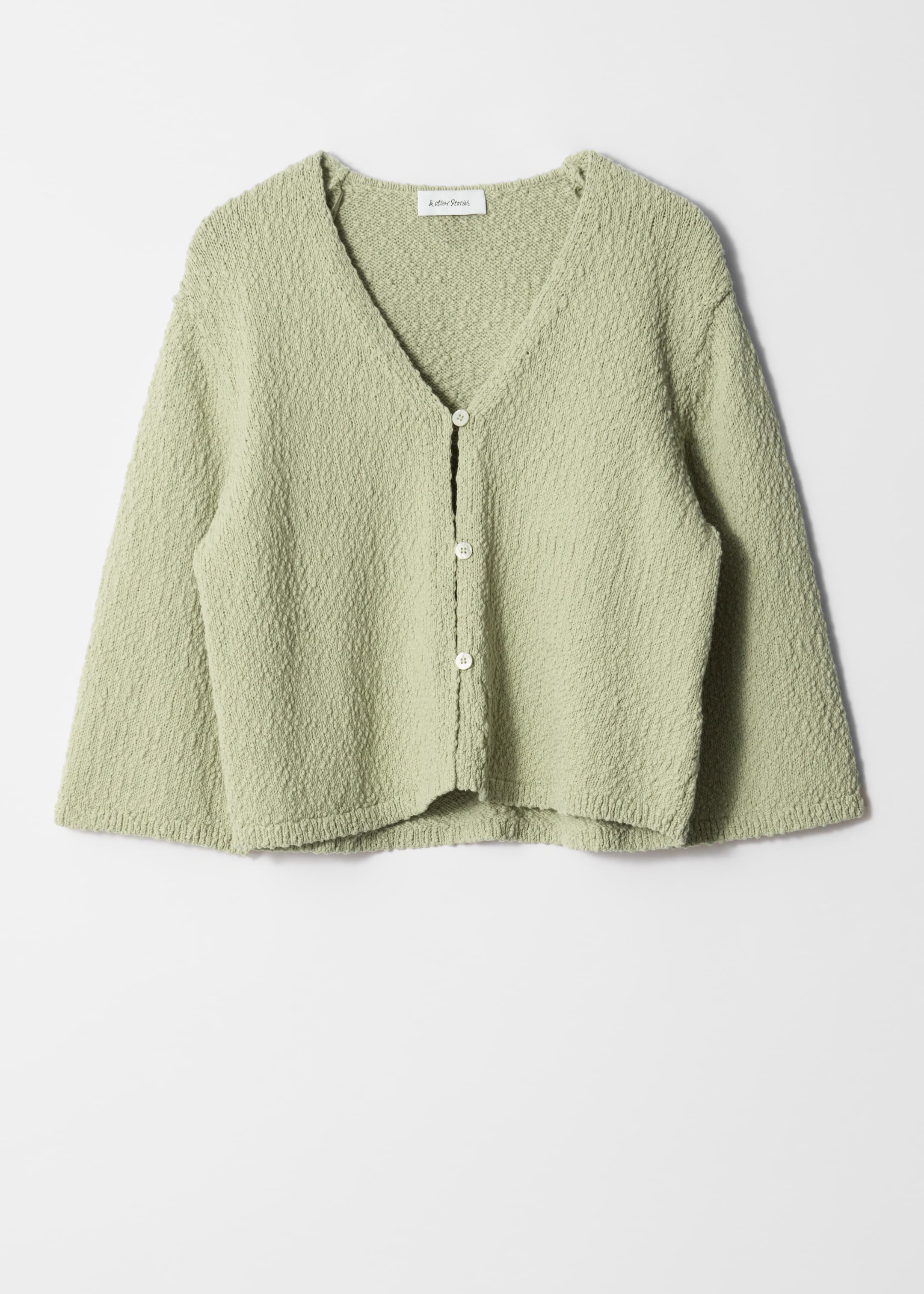 Visa större bild: Stickad cardigan med kort ärm - Pistagegrön - DAM | H&M SE 6