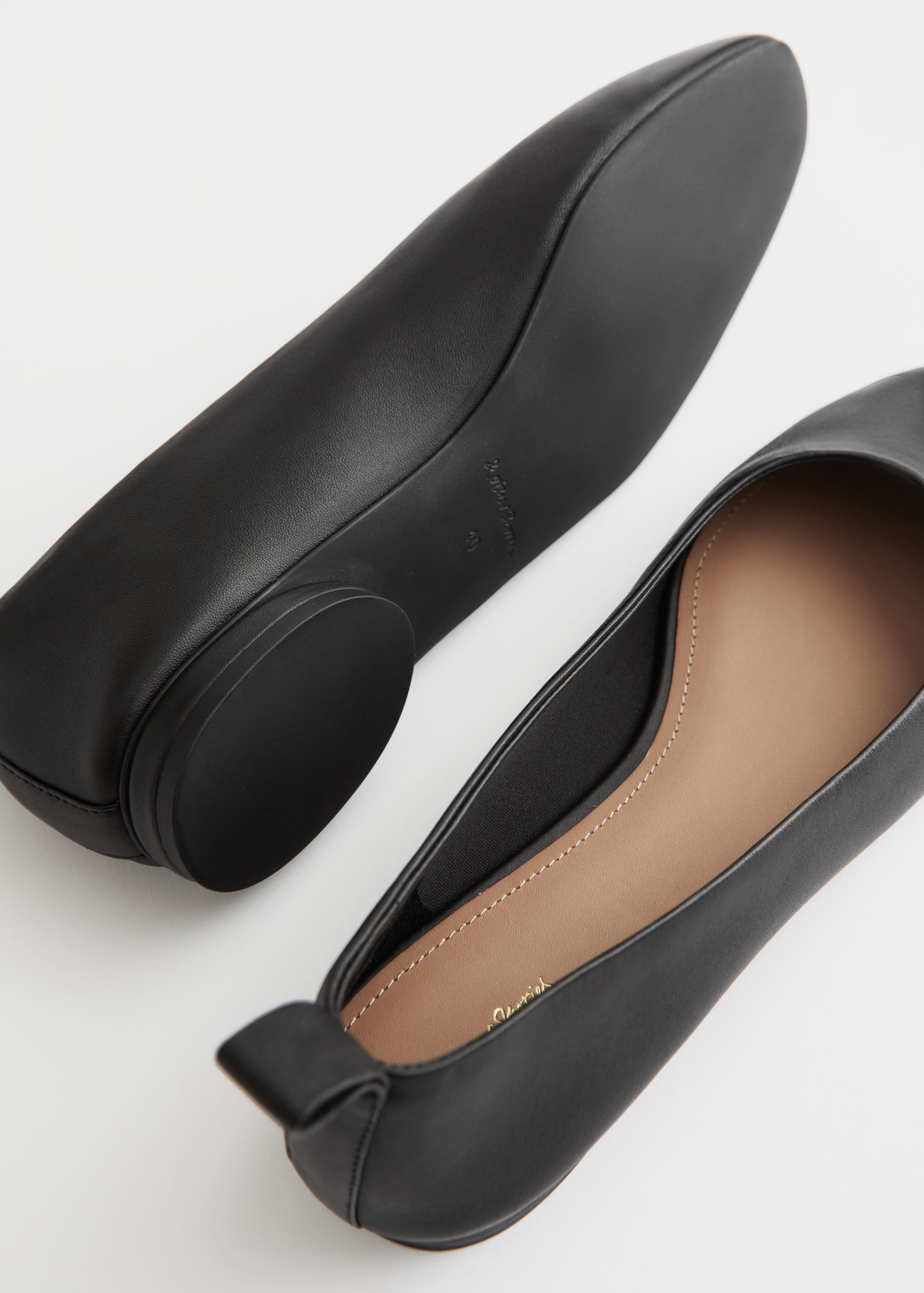 Image of Almond Toe Leather Ballerina Flats