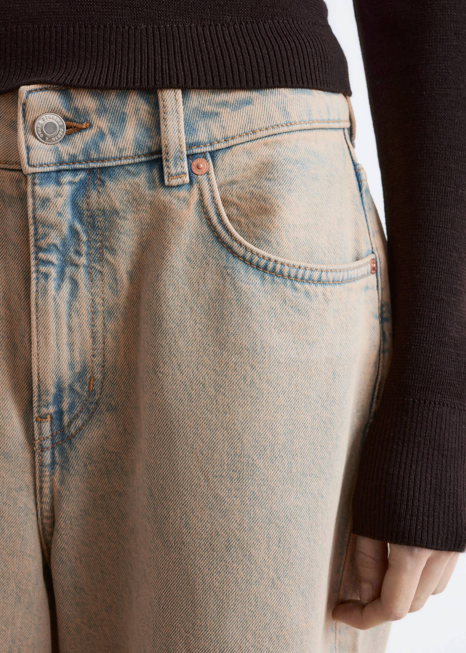 Wide-Leg Jeans - Washed Beige/Khaki Green/Rust Brown - 5