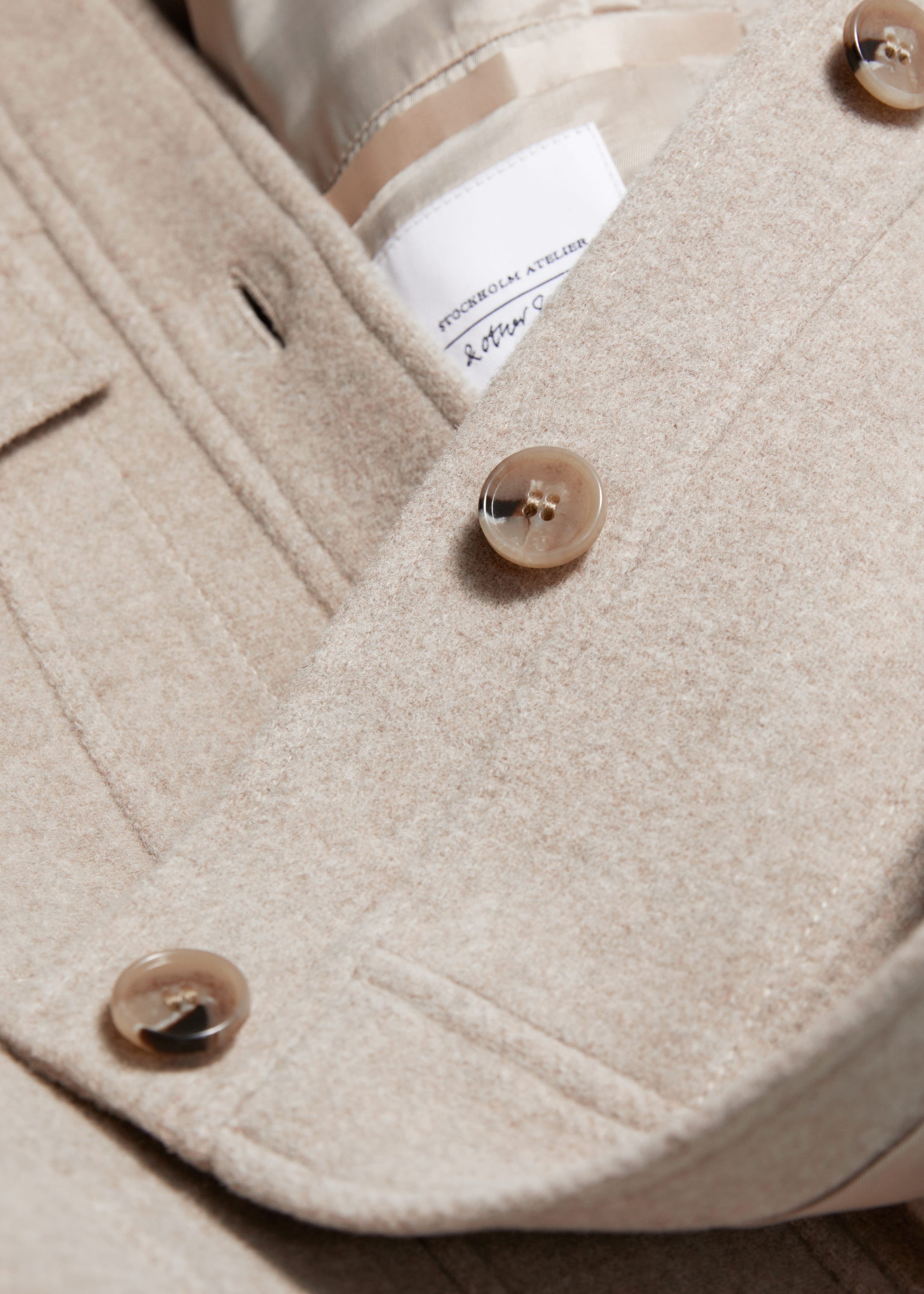 Näytä suurempi kuva: Villakangastakki kääntökauluksella - Beige - NAISET | H&M FI 3