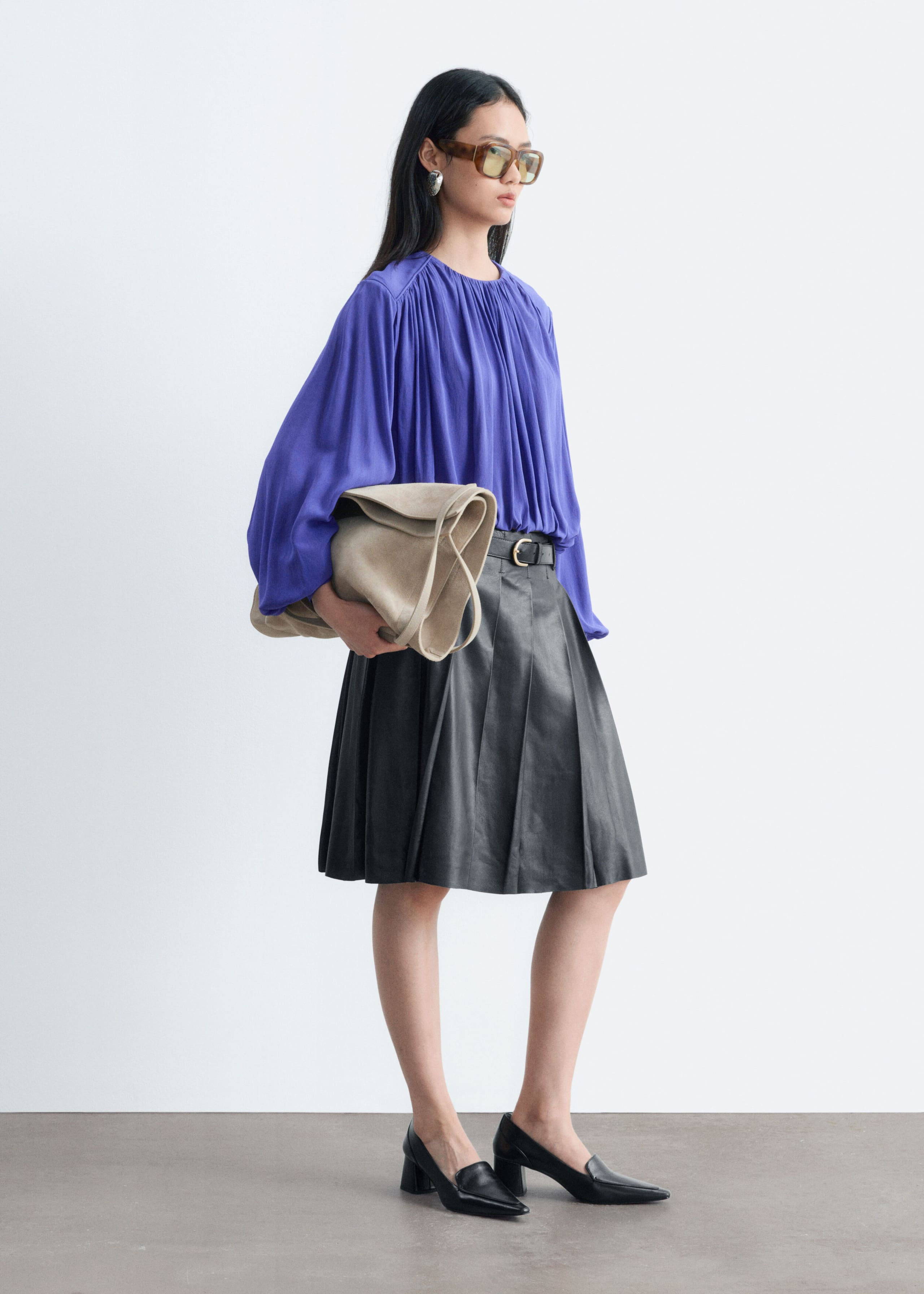 Blusa fruncida - Morado - Lookbook