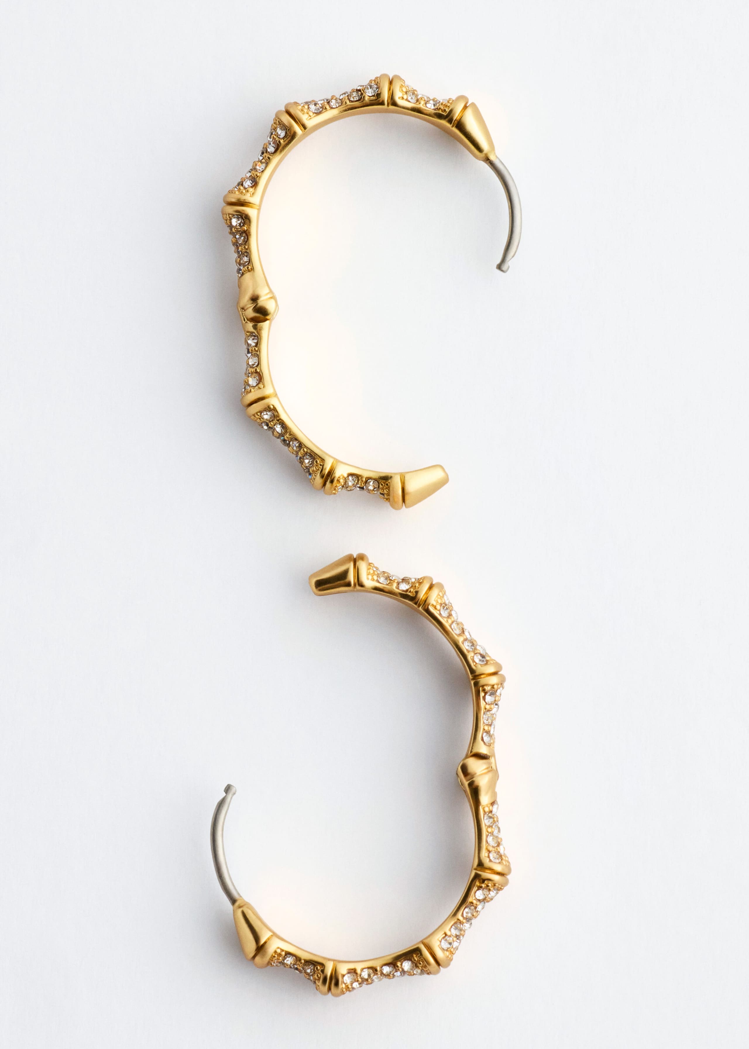 Rhinestone Hoop Earrings - Gold - Still Life
