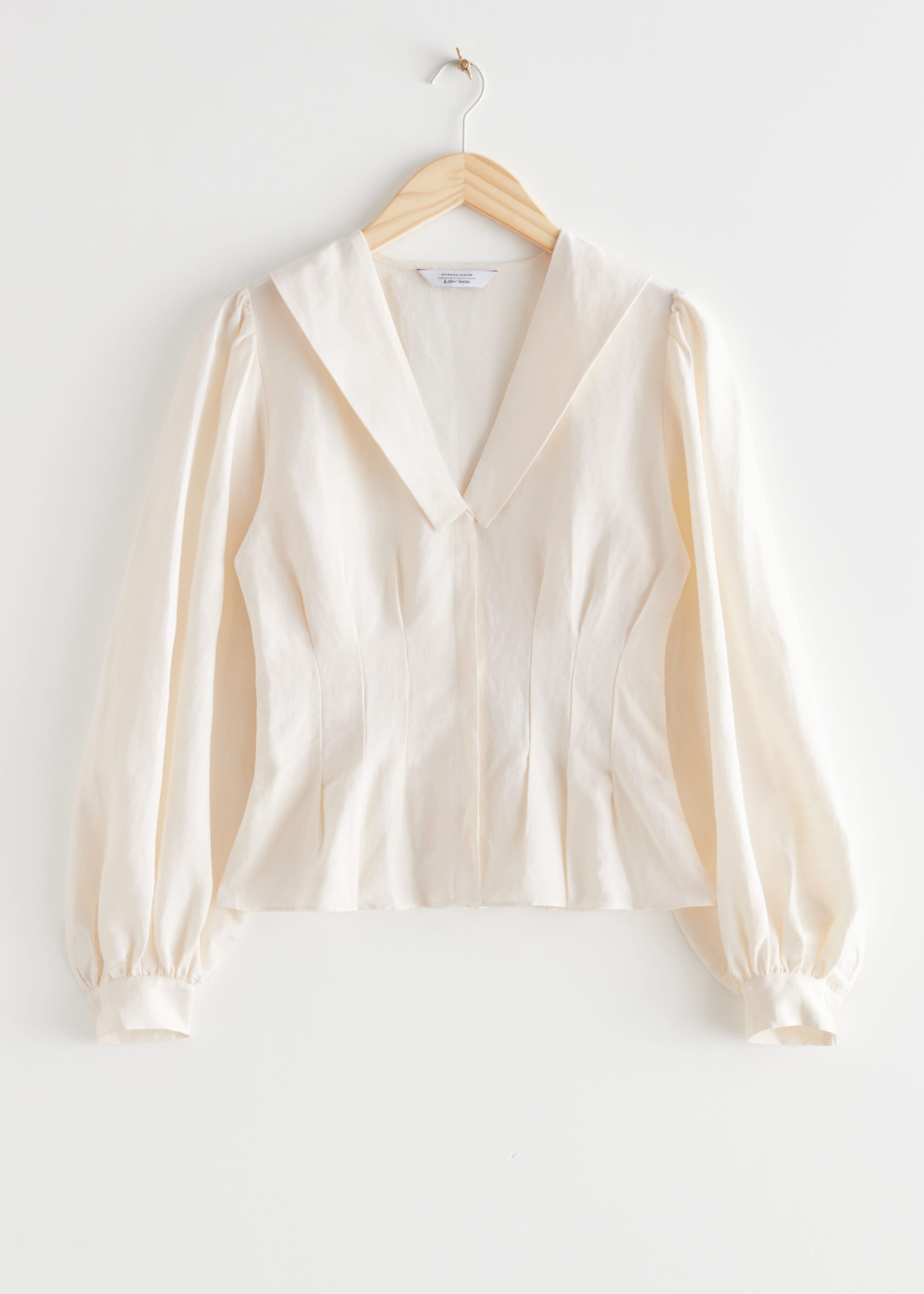 Pleated Puff Sleeve Blouse - White - Natura morta