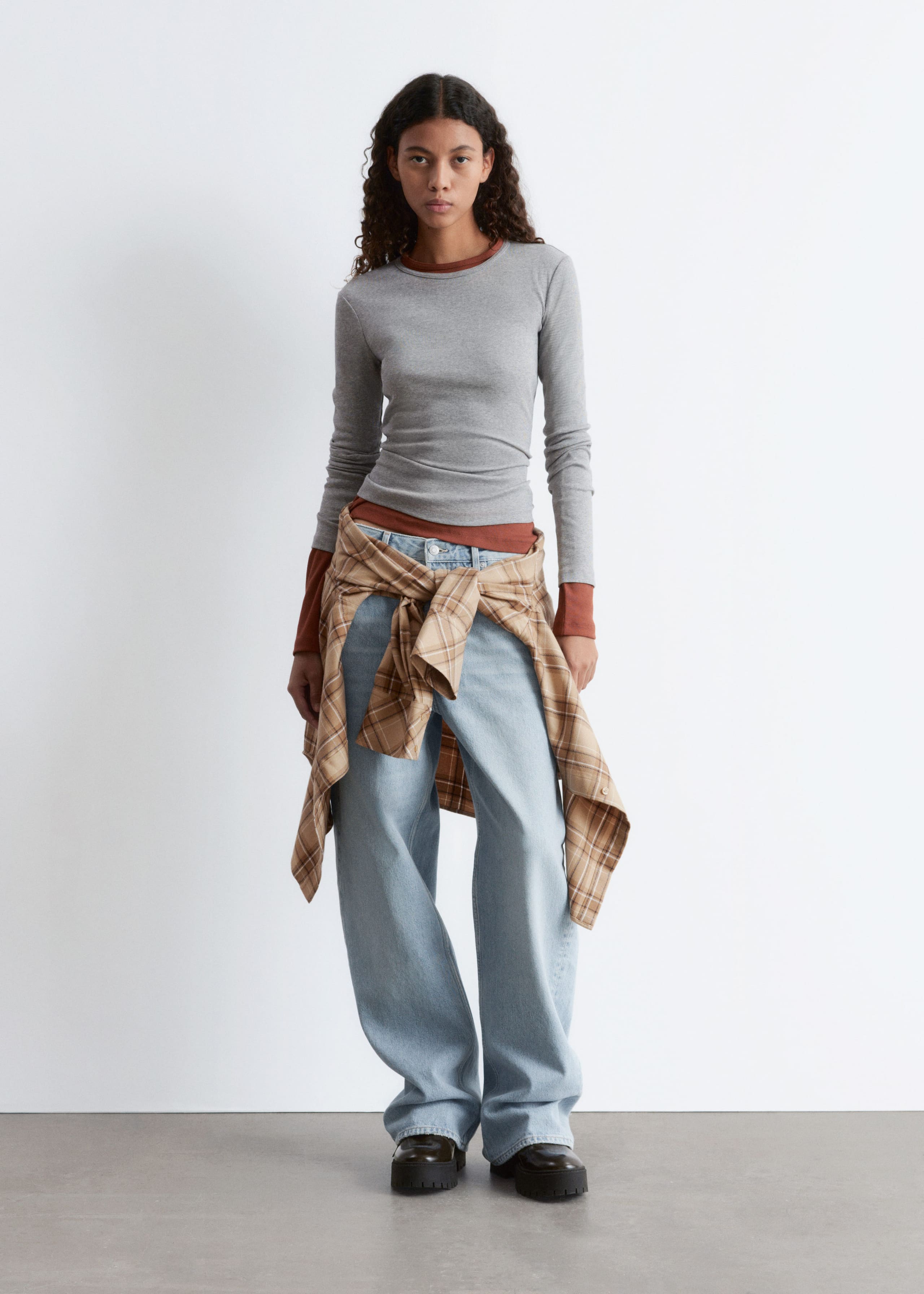 Image of Ribbed Long-Sleeve Top