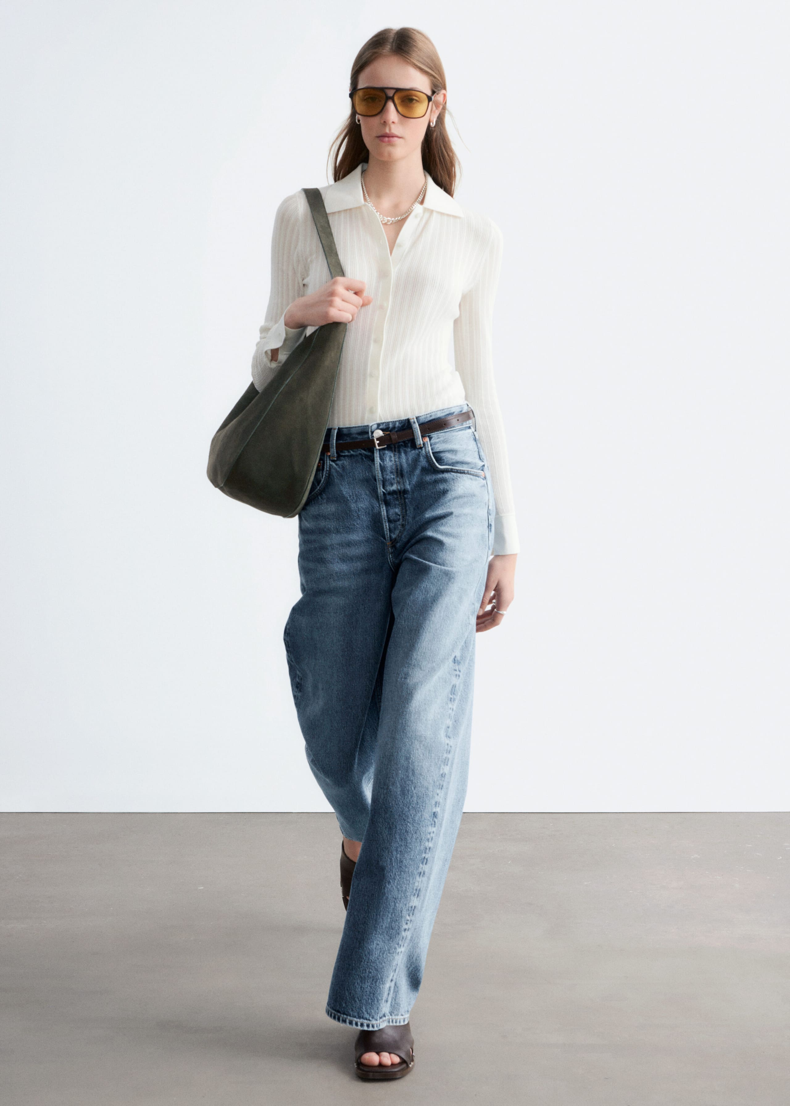 Image of Geripptes Pointelle-Poloshirt