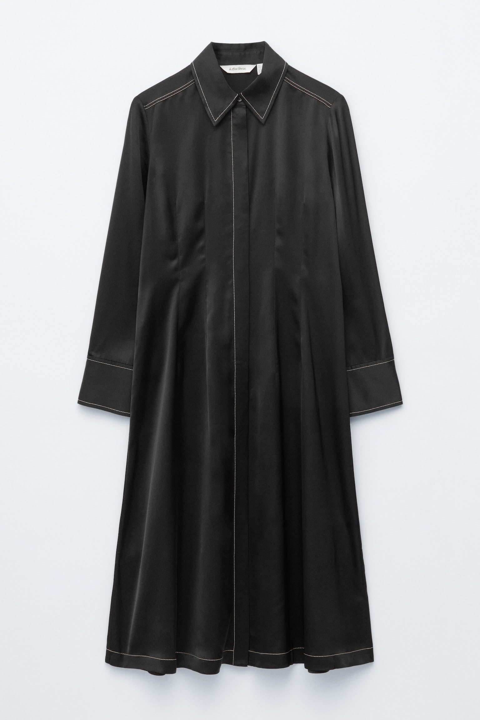 Midi-Hemdblusenkleid - Schwarz - 2