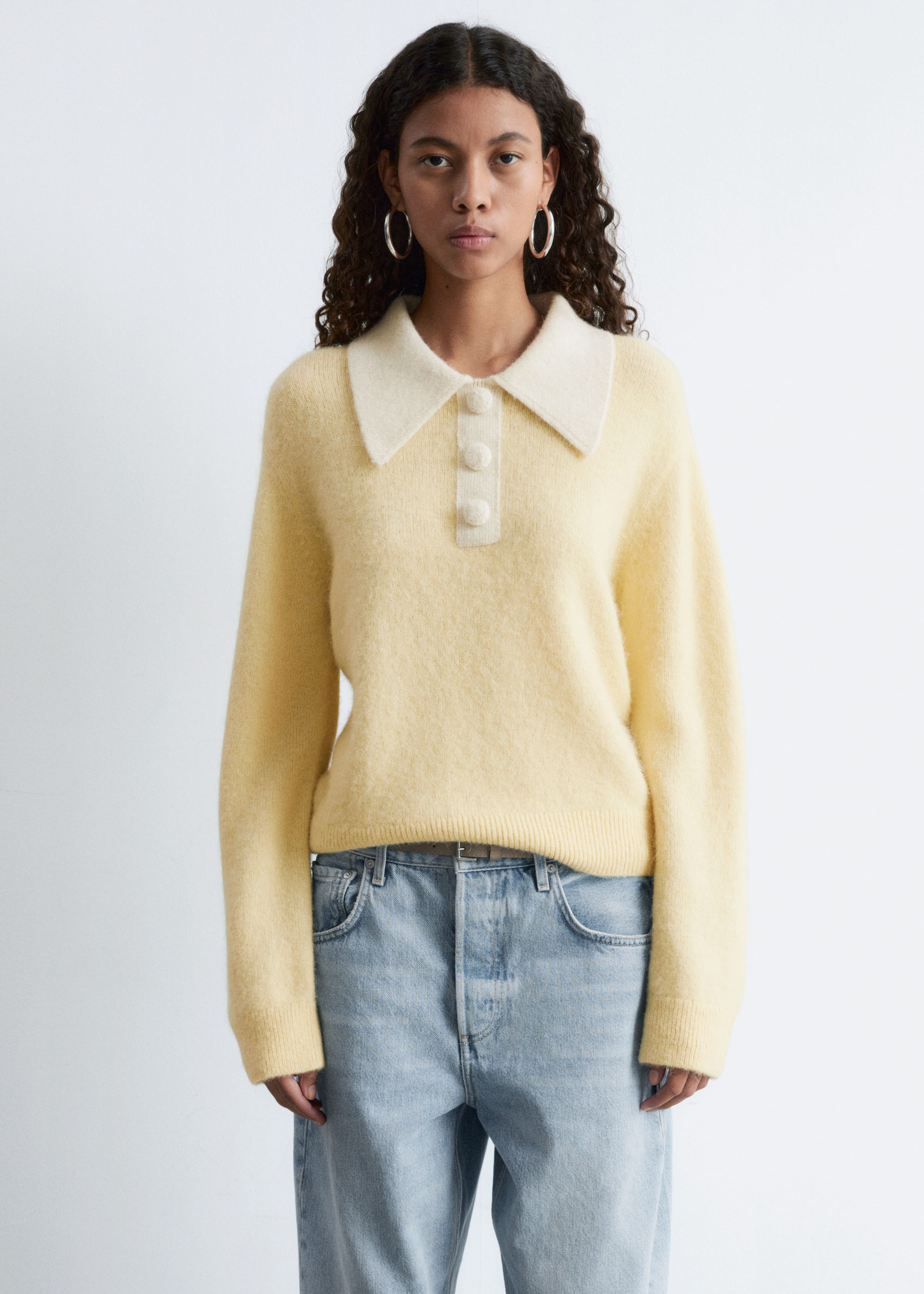 Alpaca-Blend Collared Jumper