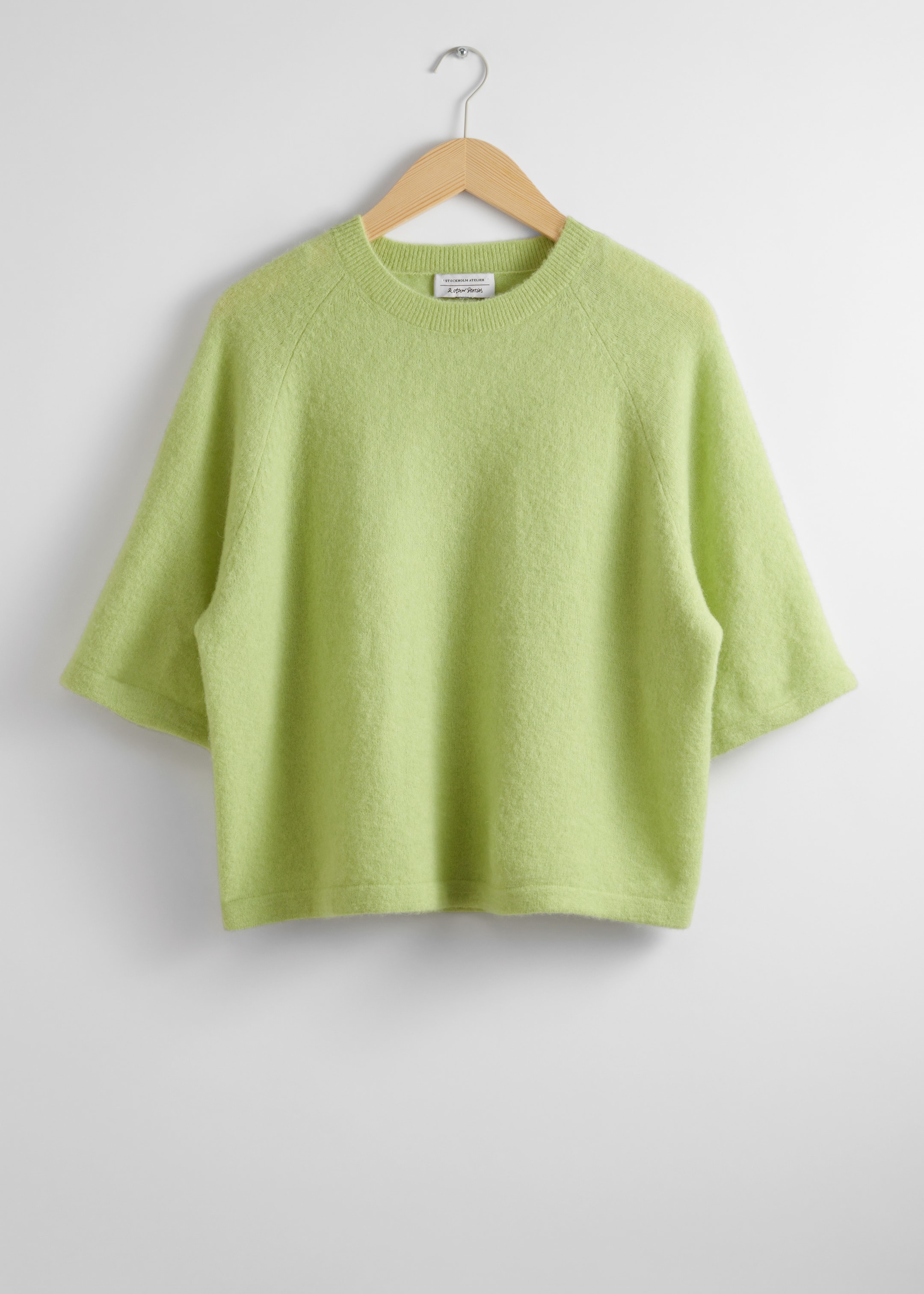 Visa större bild: Stickad topp i alpackablandning - Ljusgrön - DAM | H&M SE 1