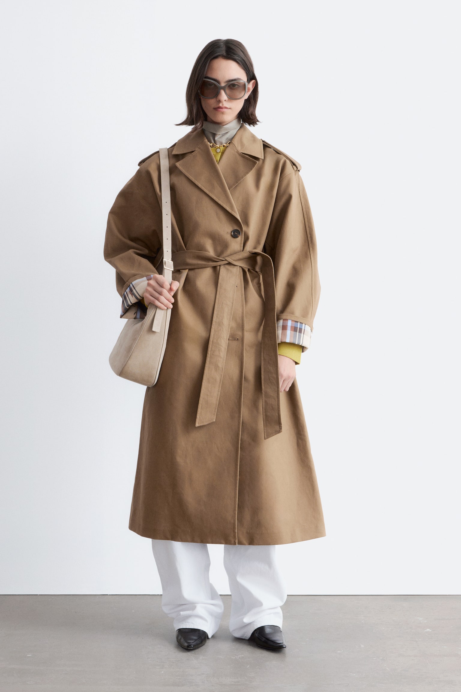 Trenchcoat met ceintuur - Donkerbeige - 1