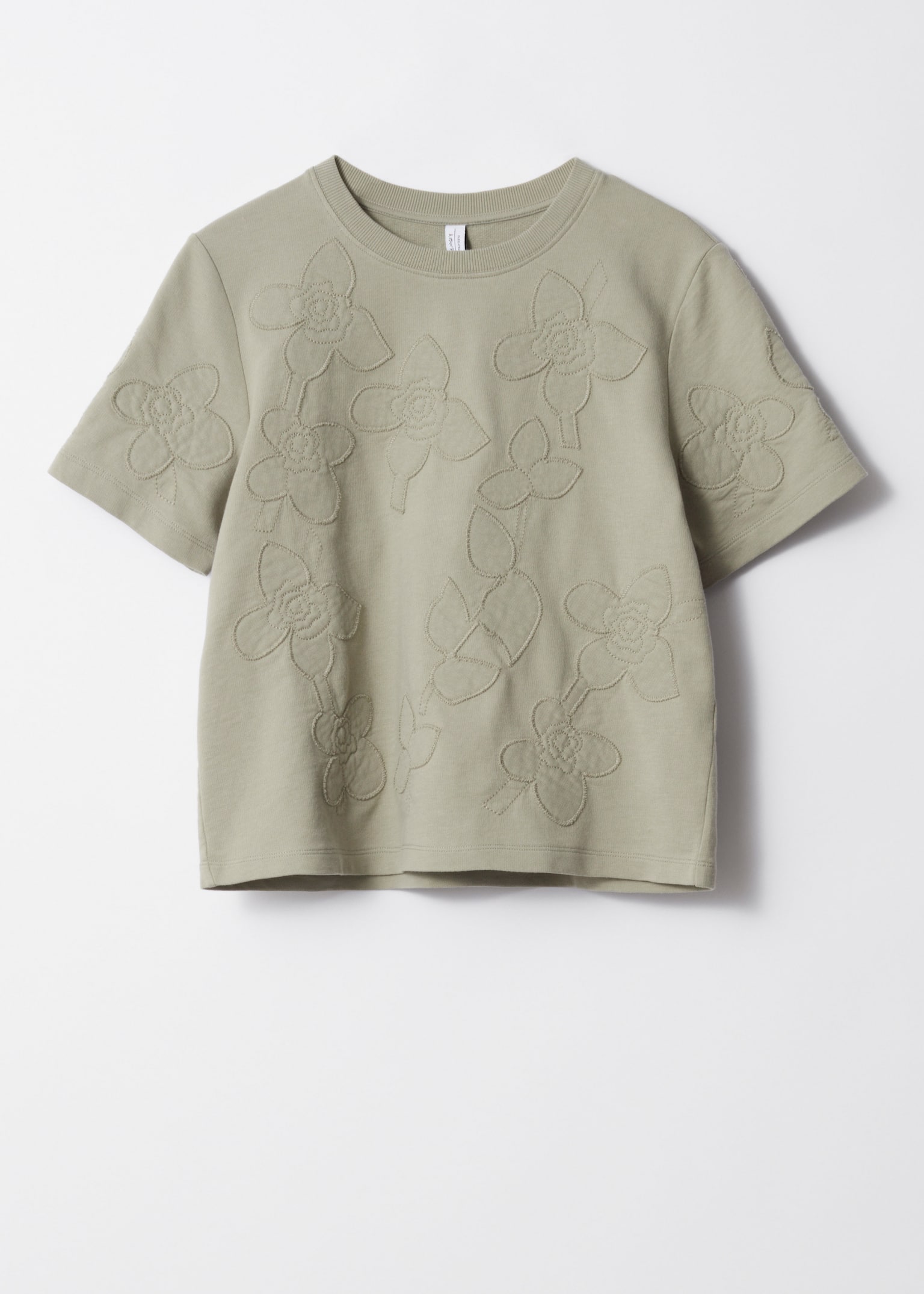 T-shirt à motifs floraux appliqués - Kaki/Motif abstrait bleu/Motif abstrait rose