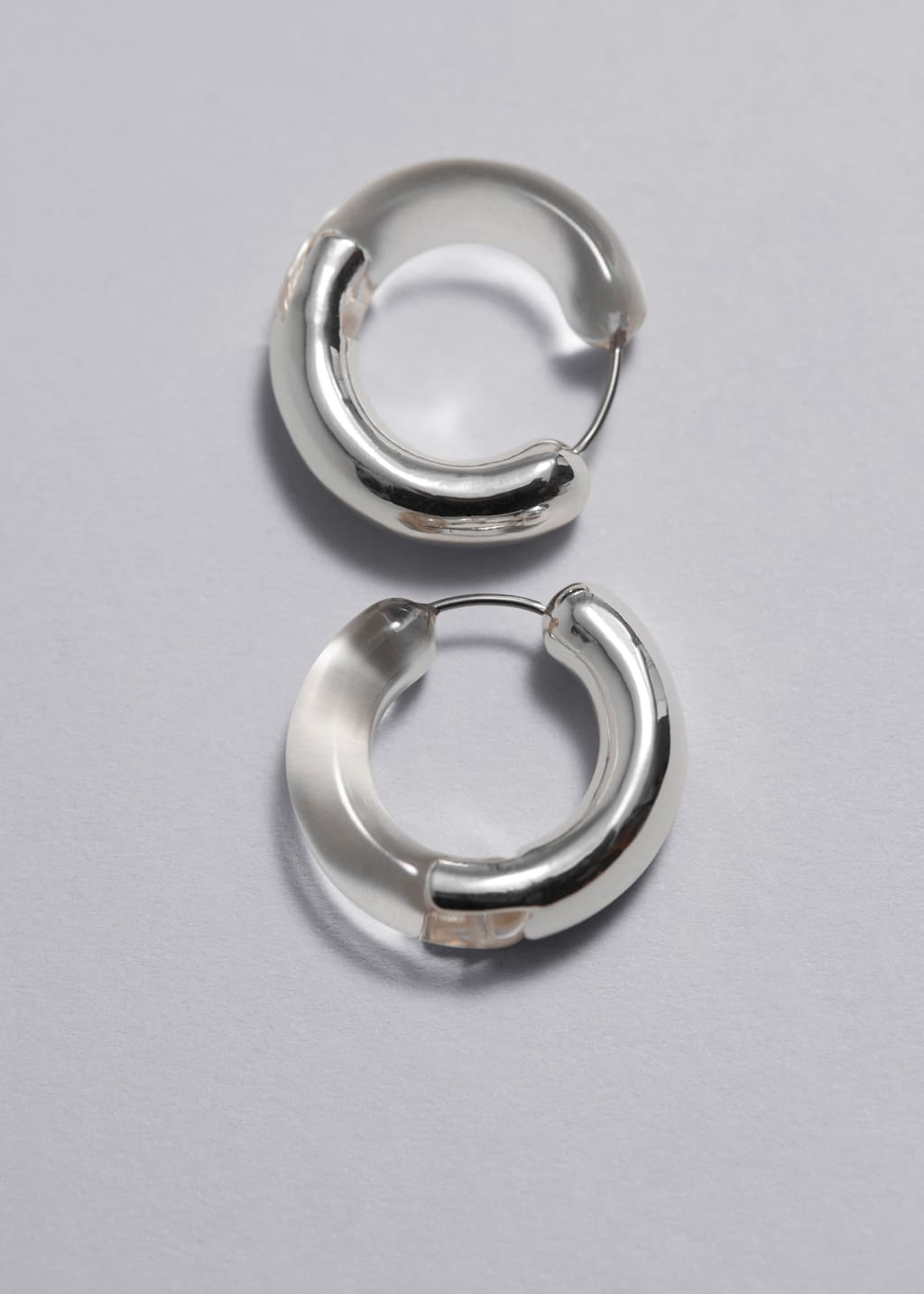 Resin Hoop Earrings - Silver - Still Life
