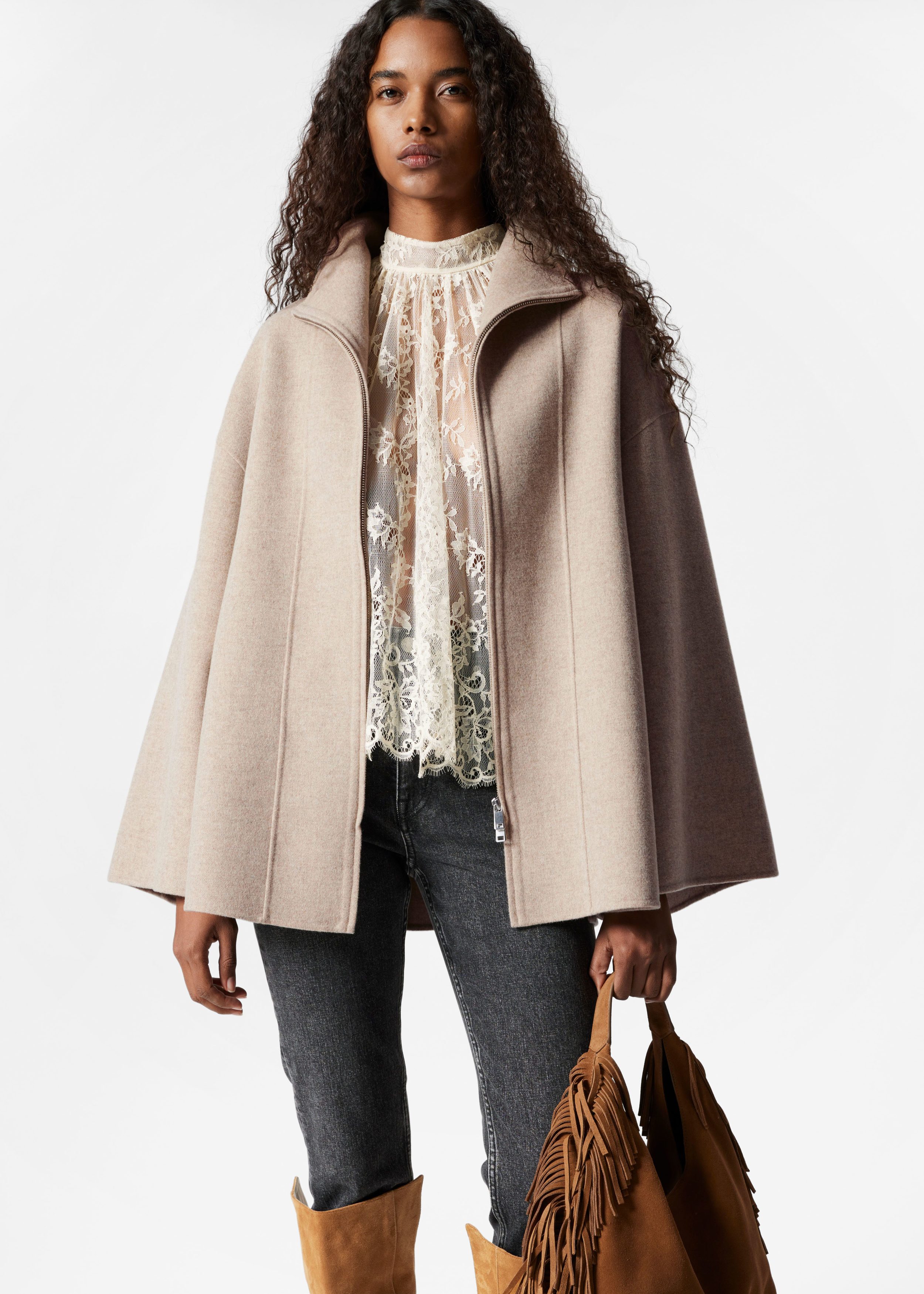 【関税&送料込】Chloe Wool Asymmetric Cape Chloe Cape Overlay Double-Face Wool Cashmere Coat - Bergdorf