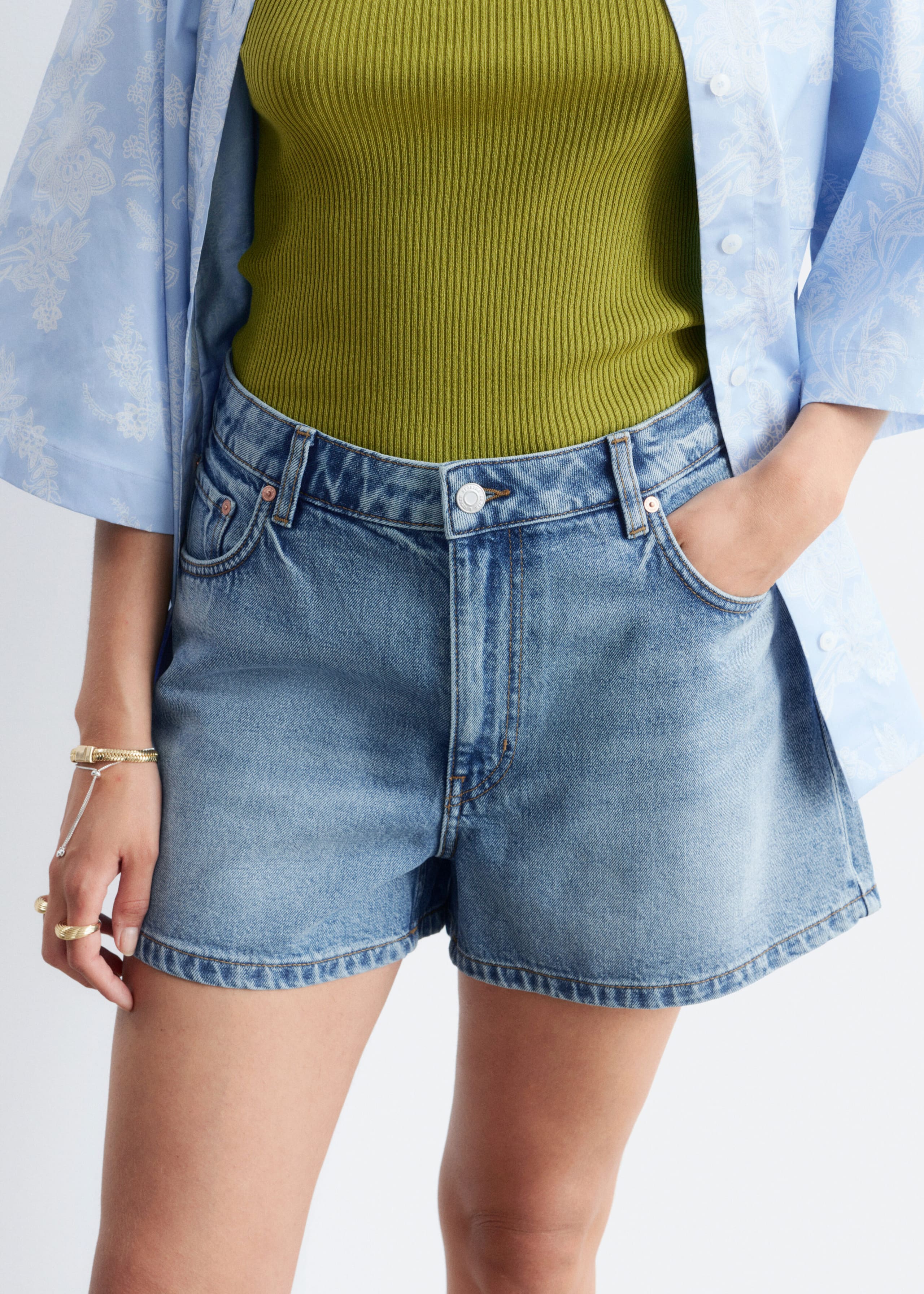 Relaxed Denim Shorts - Black - Lookbook
