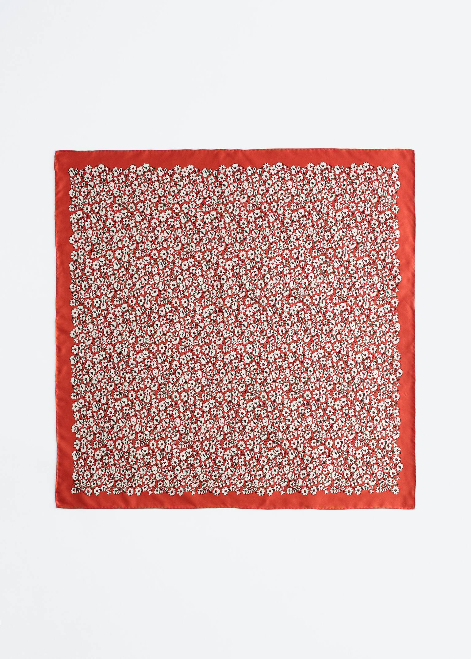 Floral Print Silk Scarf - Red Floral Pattern/Yellow Floral Pattern - 4