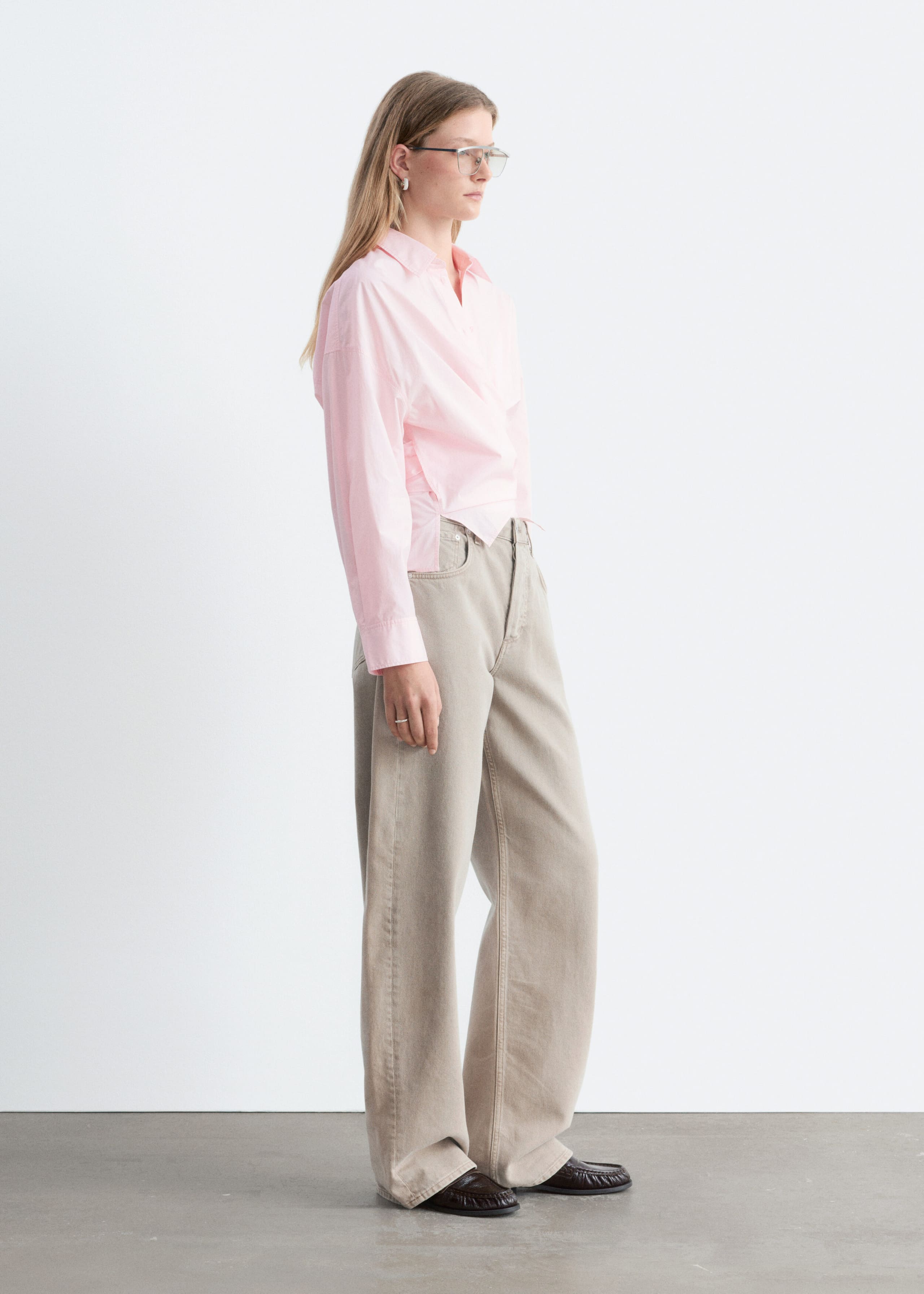 Tie-Waist Cotton Shirt - Light Pink - Lookbook