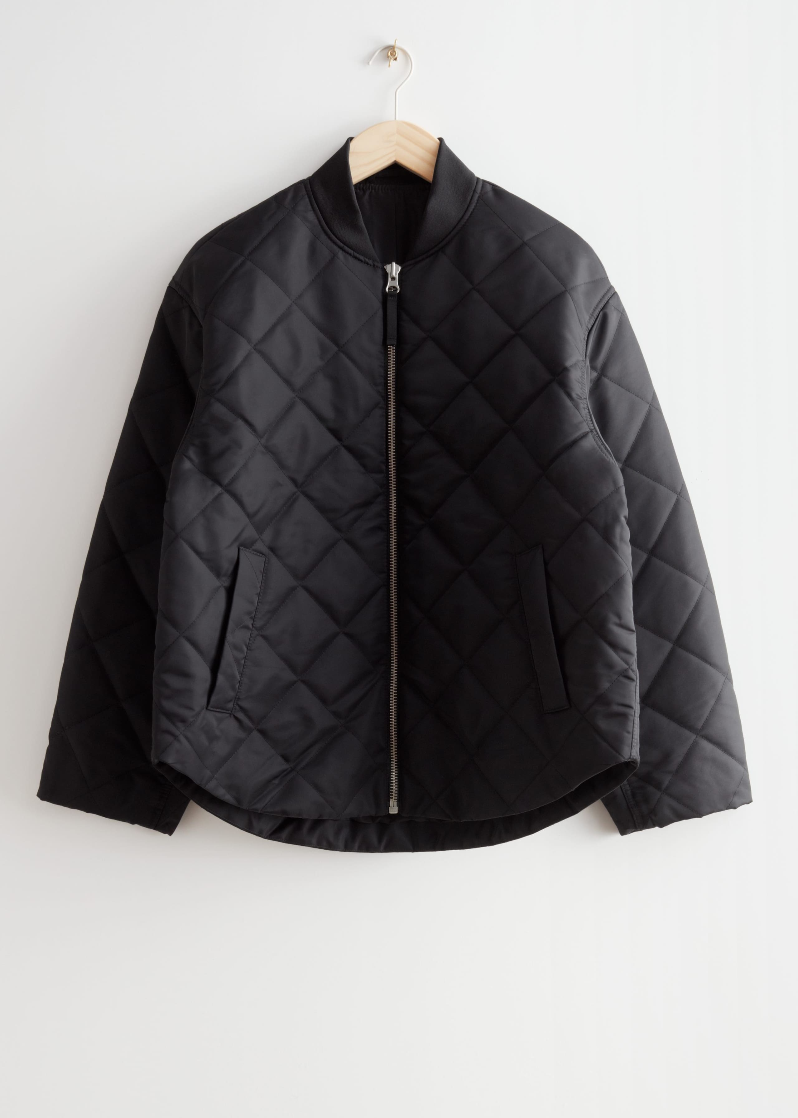 Oversized Quilted Jacket - Black - Still Life