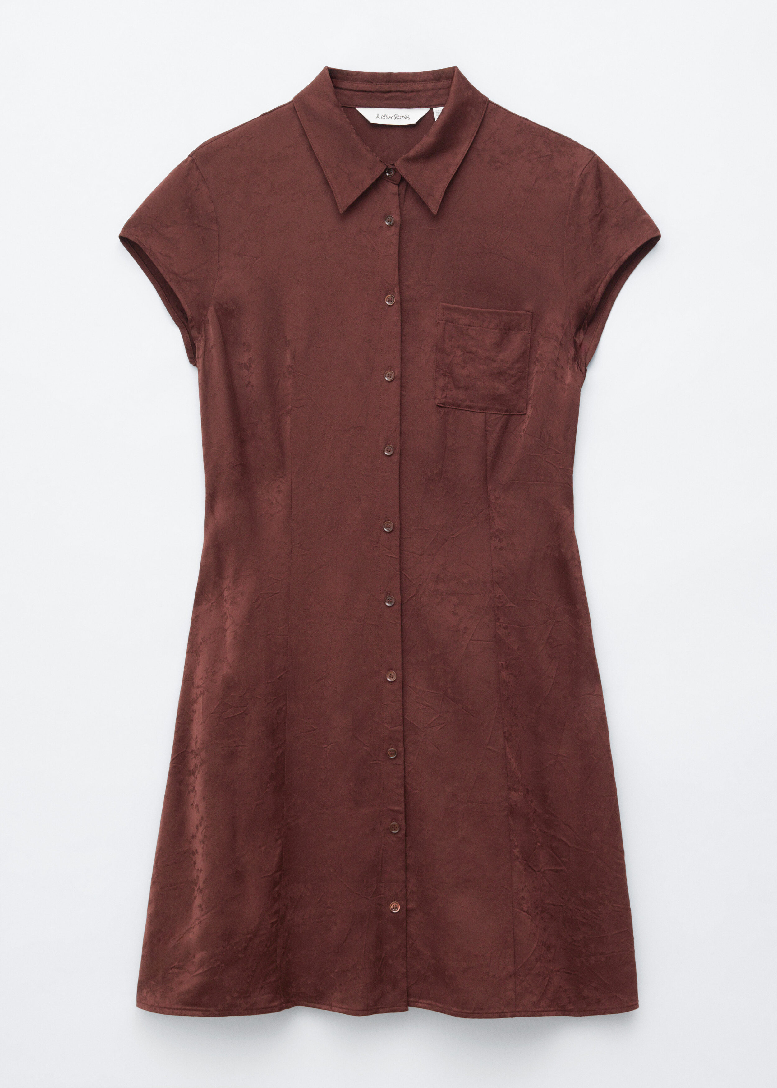 cos brown denim dress COS Denim Velvet Short Sleeve Mini Dress, Brown, Size 40