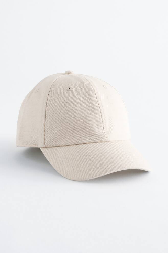 Cotton-Linen Baseball Cap - Off-White/Brown - 1