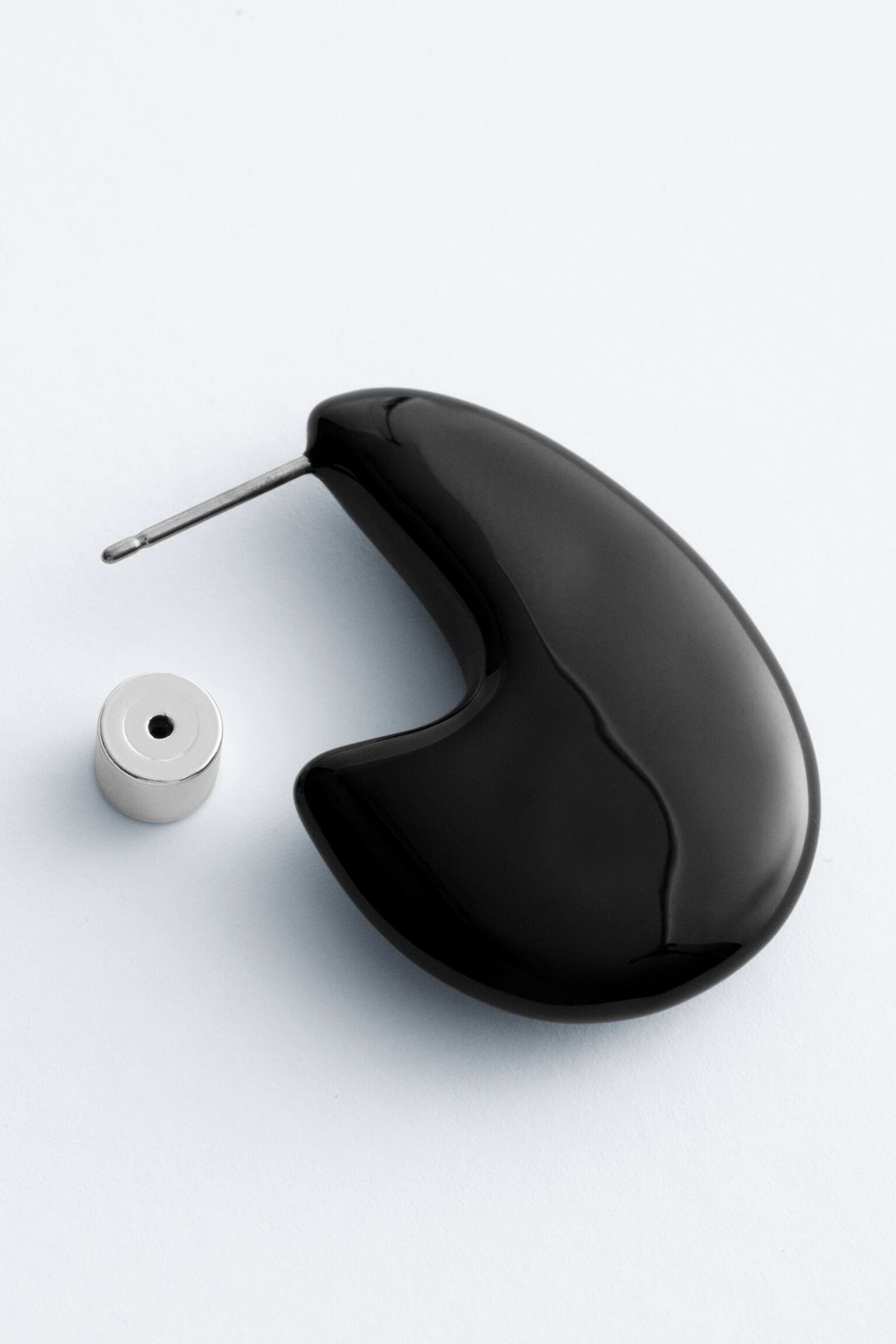 Chunky, dråbeformede øreringe - Sort/Grøn - 3