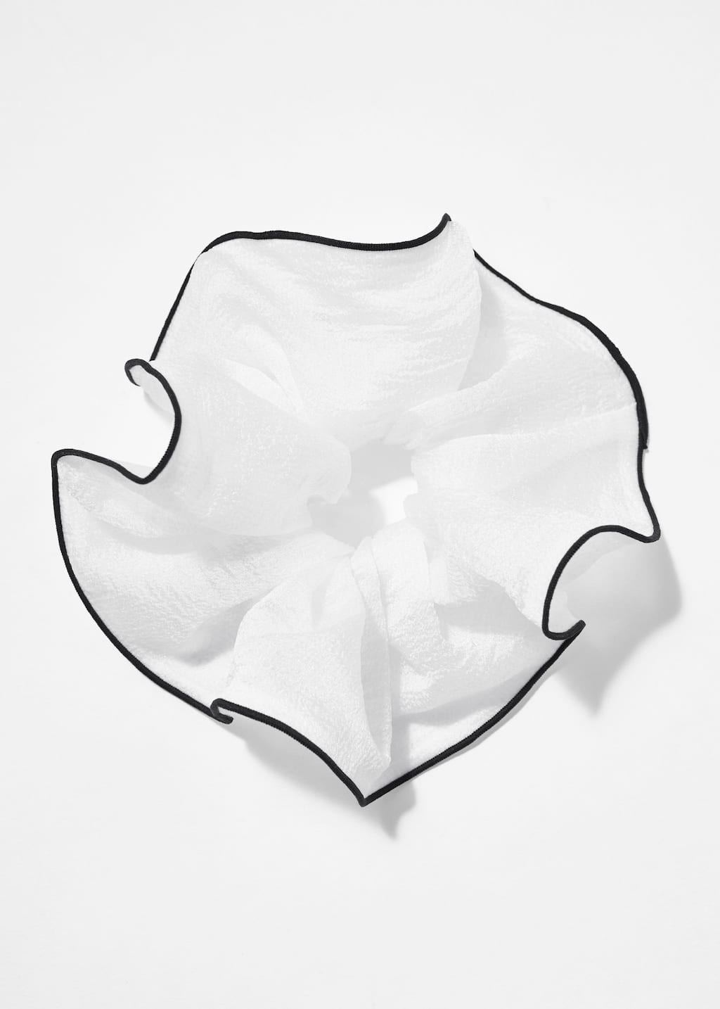 Piping-Detail Crêpe Scrunchie - White - Still Life