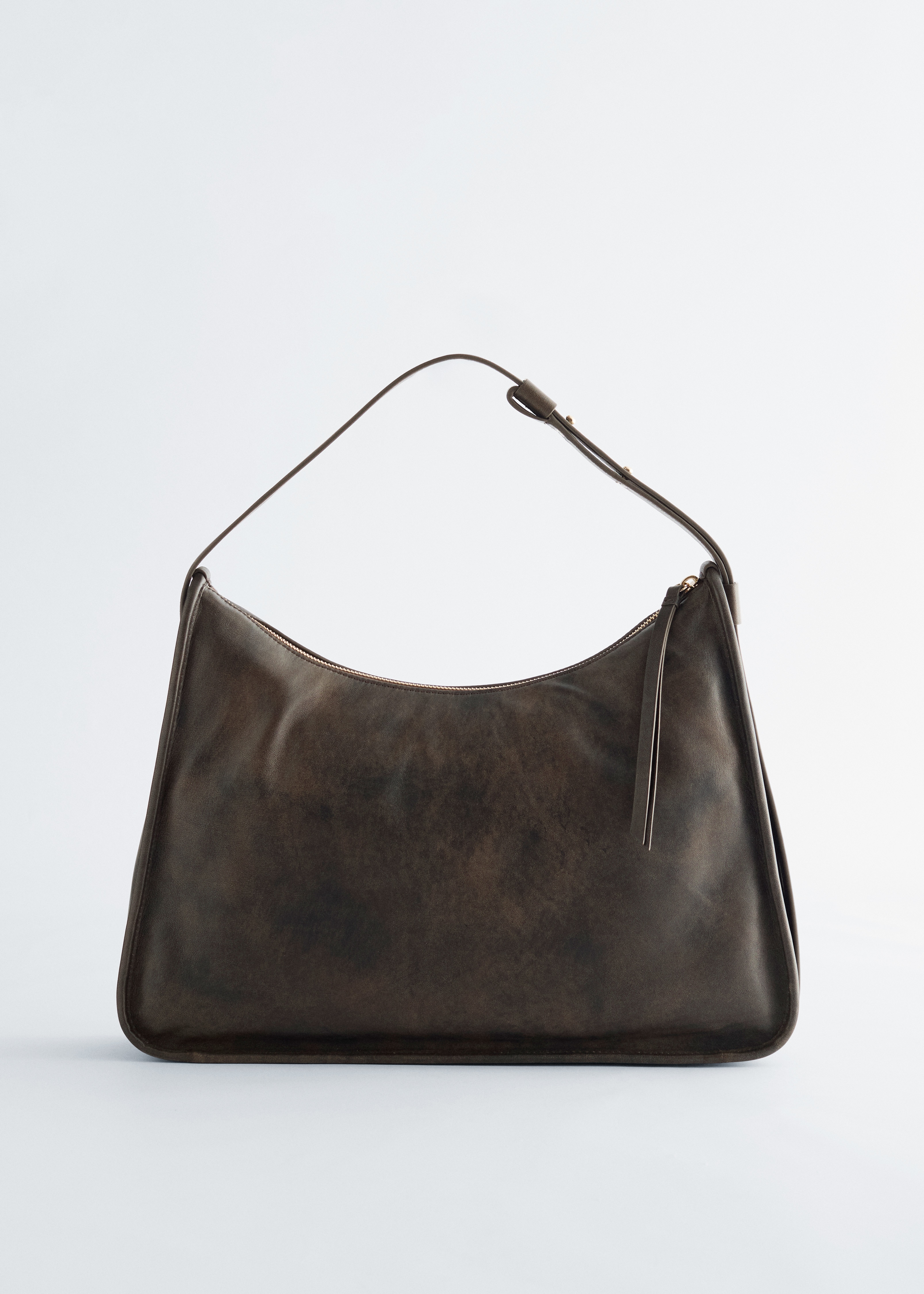 Tragetasche aus Leder - Dunkelgrau/Schwarz