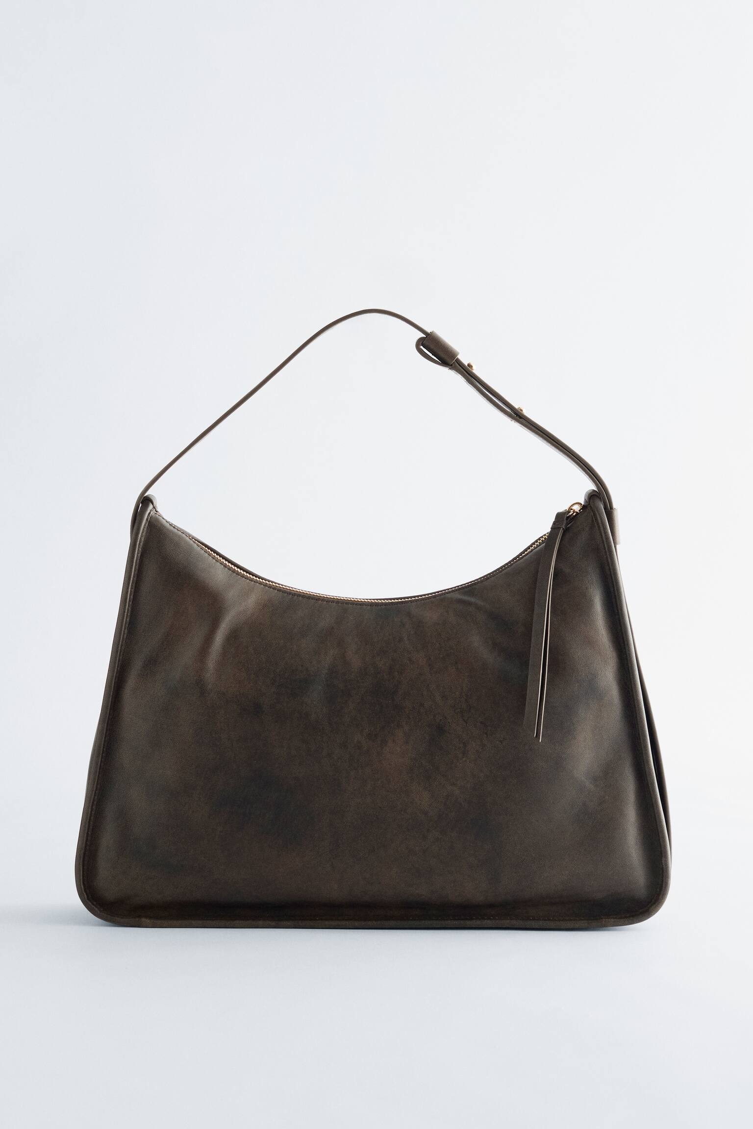 תיק נשיאה מעור - אפור כהה/שחור - 2