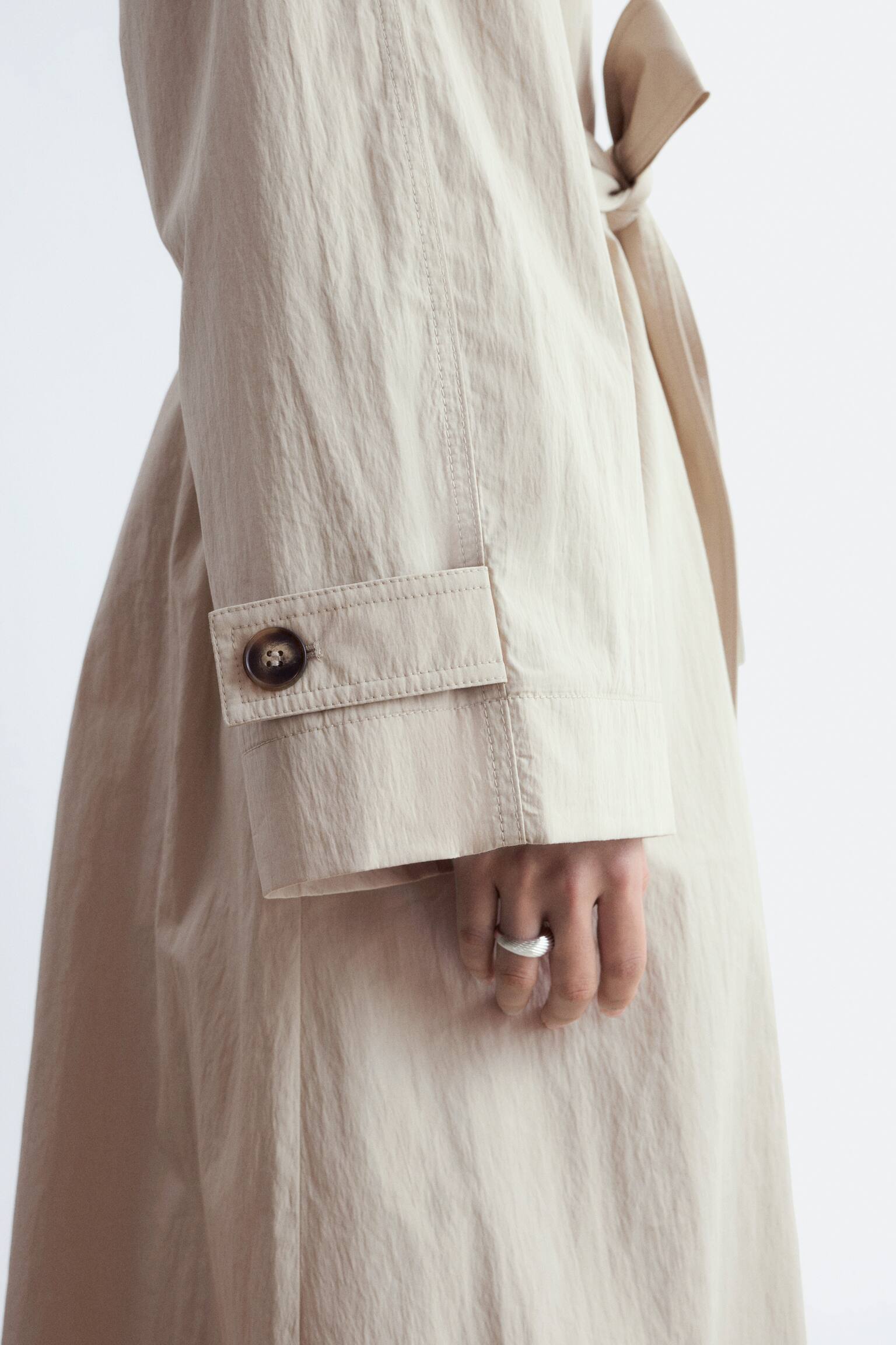 Veste trois-quarts ceinturée - Beige clair/Noir - 3