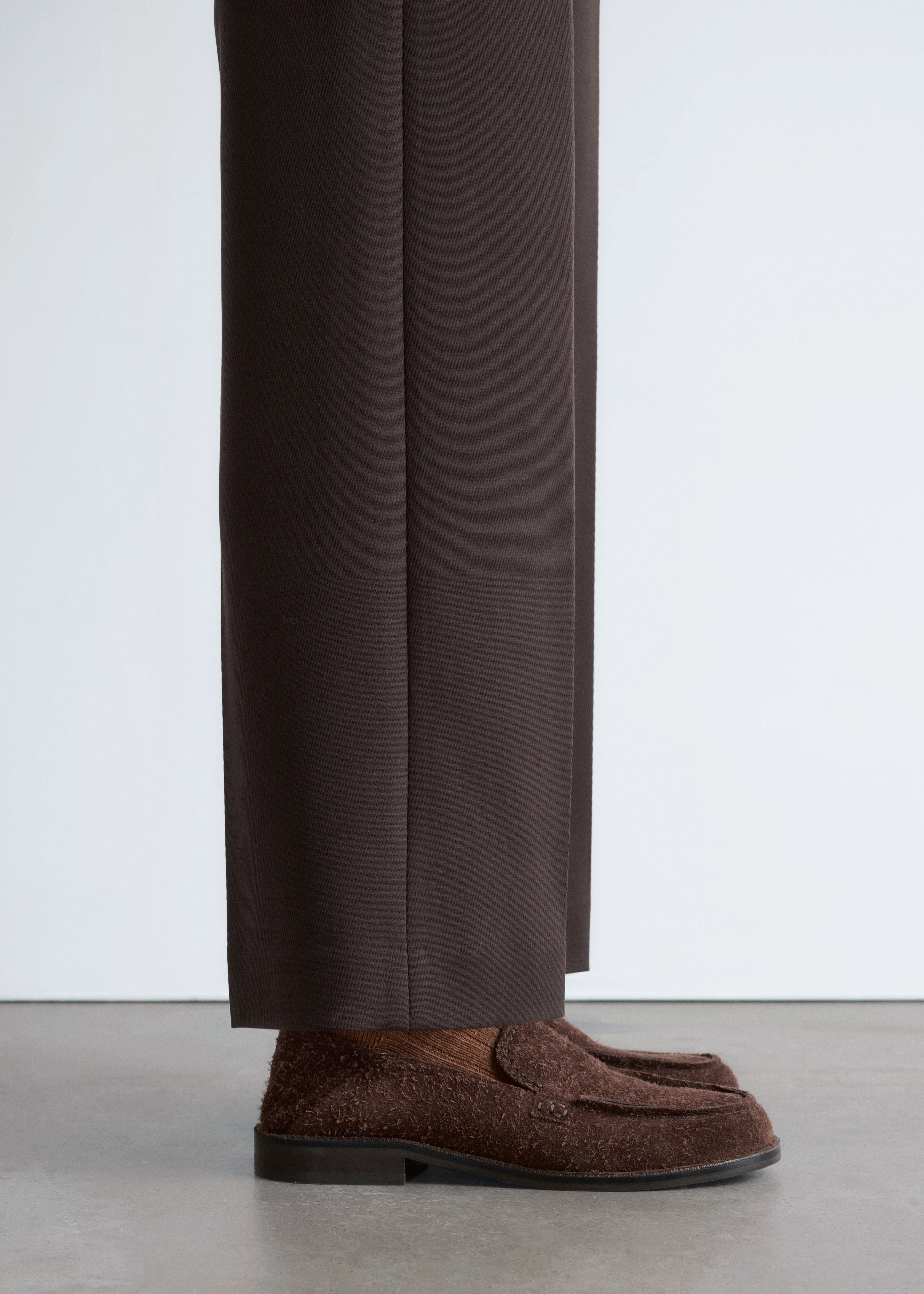 Brushed Suede Loafers - Brown