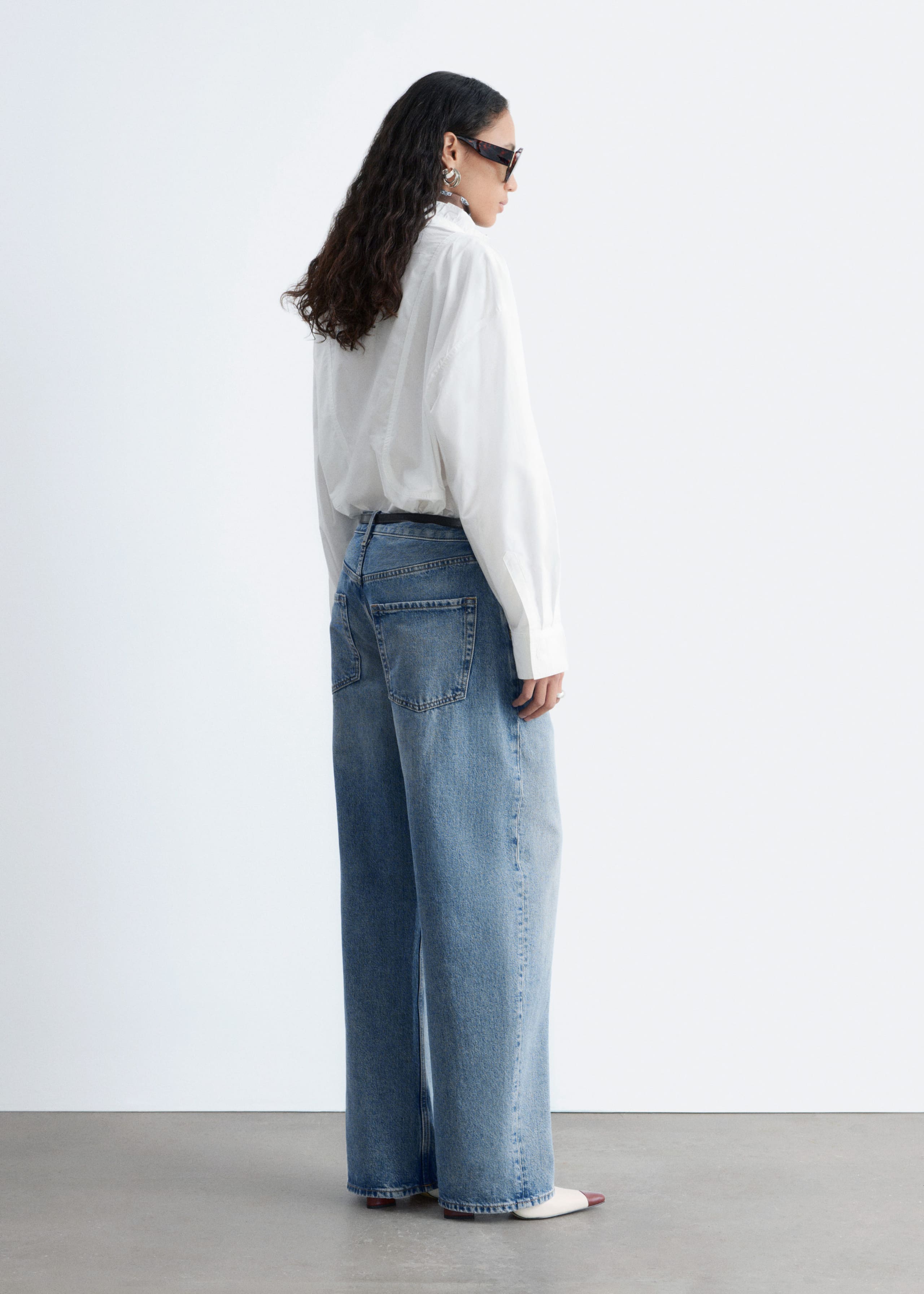 Image of Langes Baumwollhemd mit Stehkragen