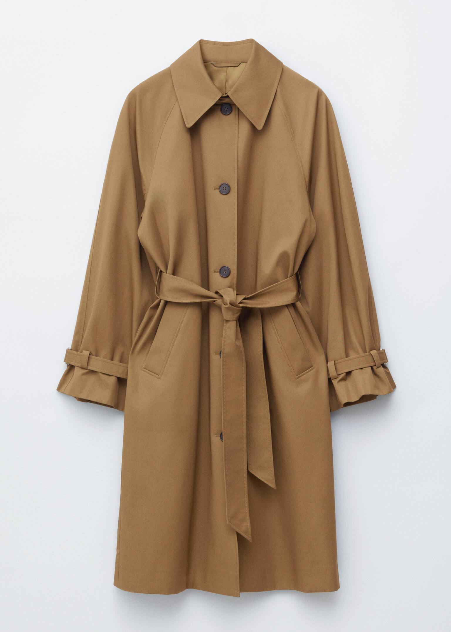 Belted Car Coat - Medium Brown - 2