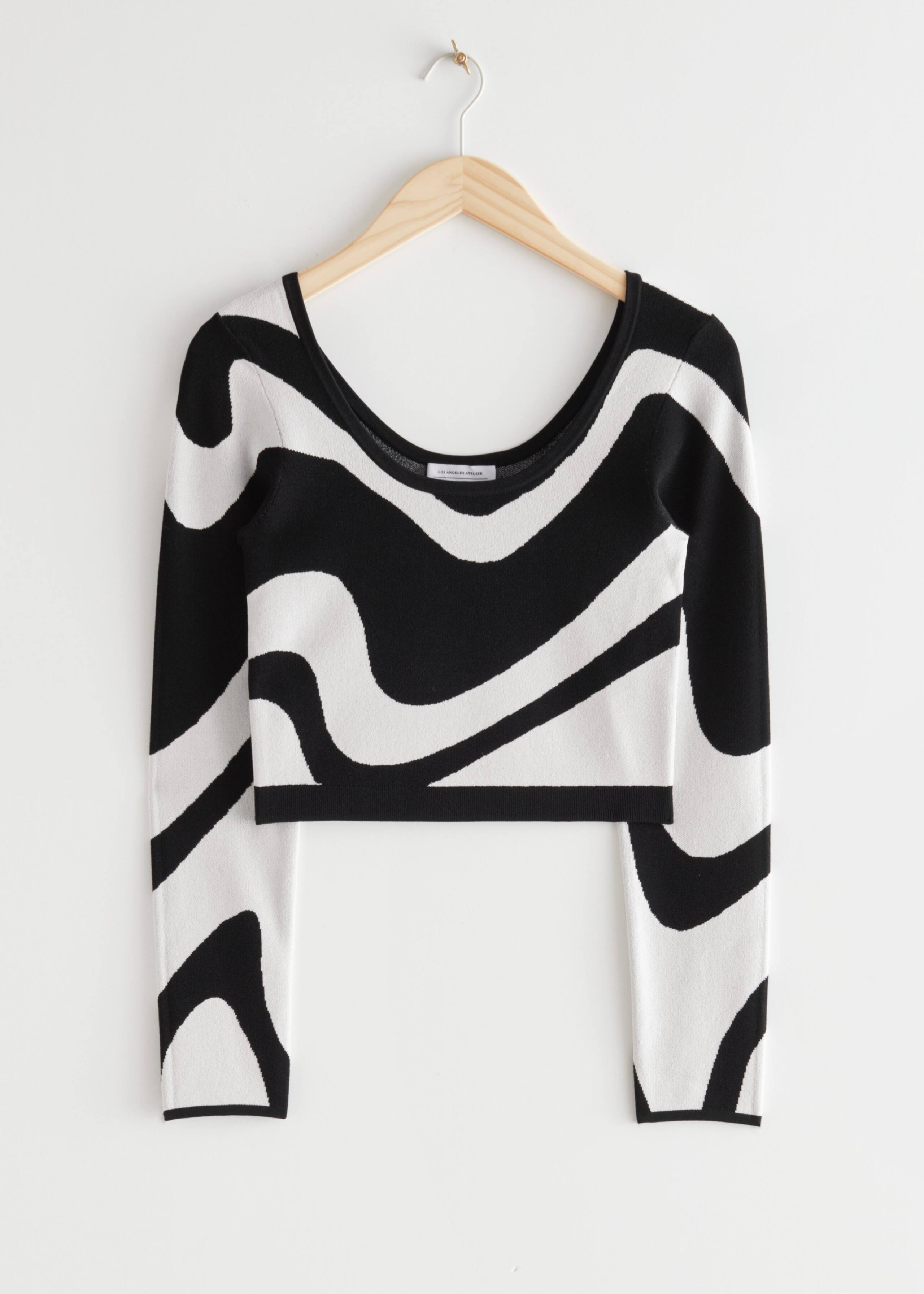 Jacquard Knit Top - Black Waves - Still Life