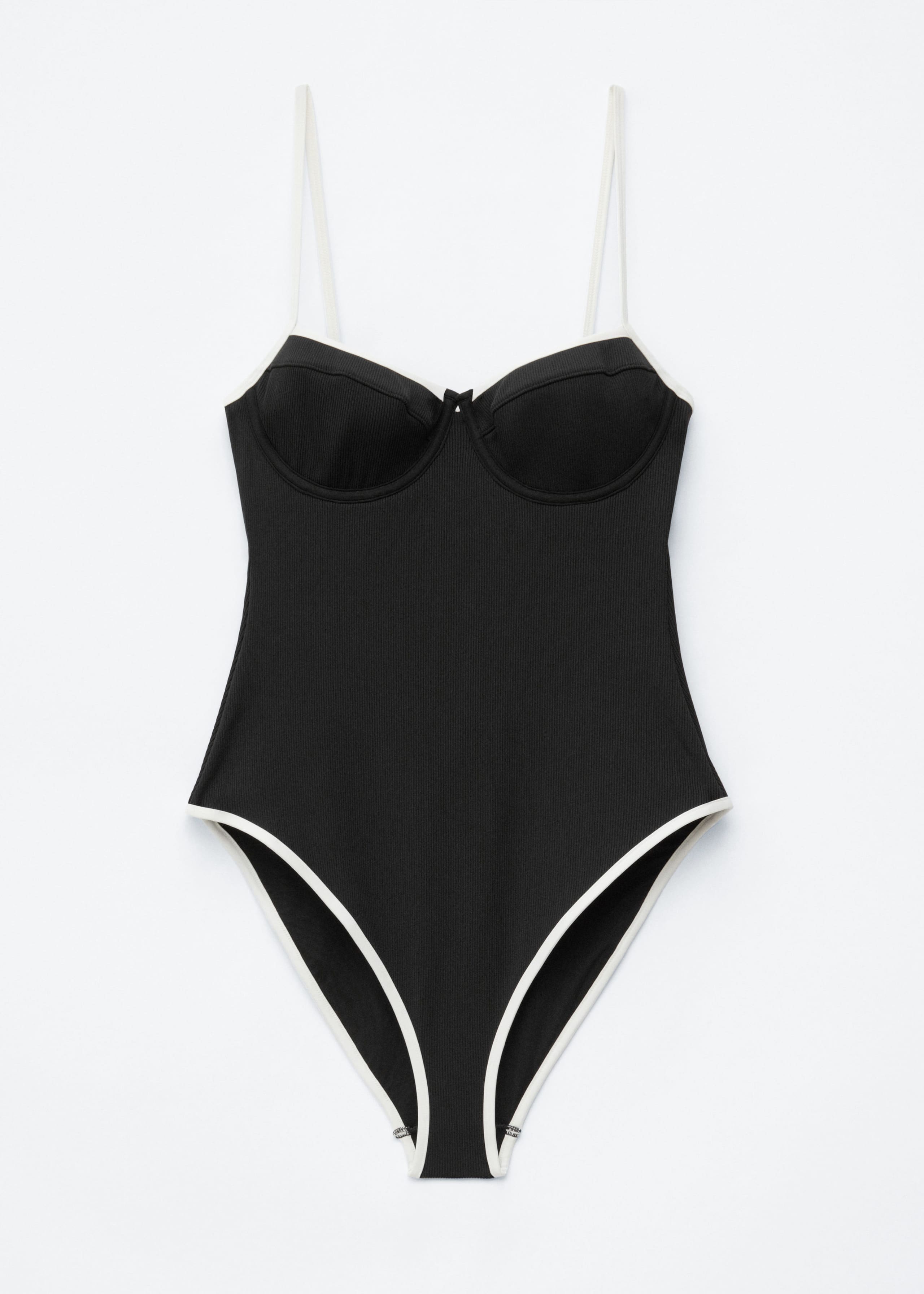 Image of Contrast-Trim Rib Swimsuit