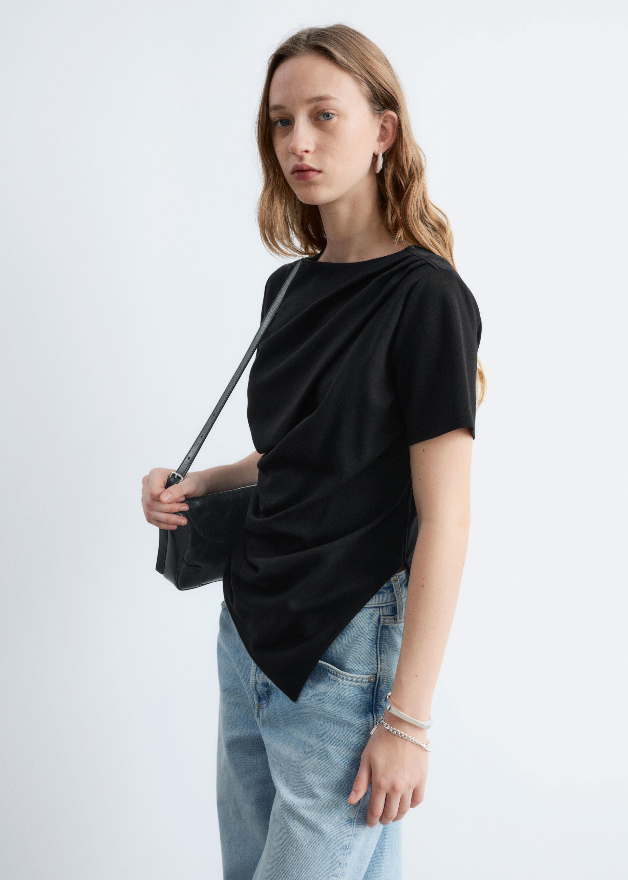 Image of Draped Asymmetric T-shirt