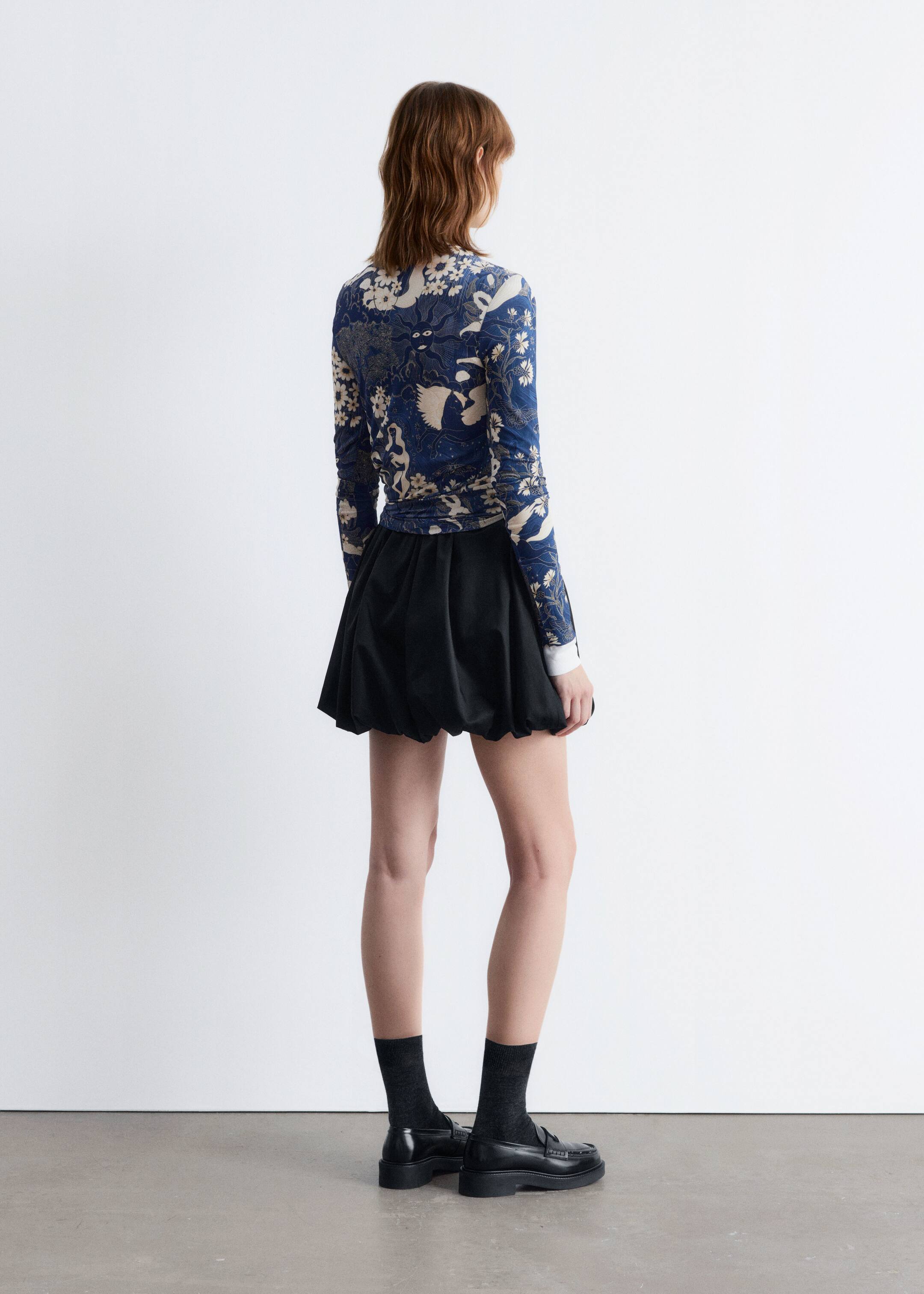 Grotere afbeelding bekijken: Top met opstaande boord - Donkerblauw patroon - DAMES | H&M NL 5