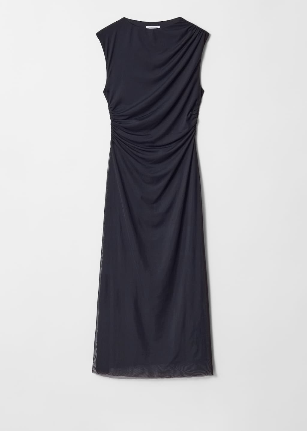 Image of Vestido midi drapeado sin mangas