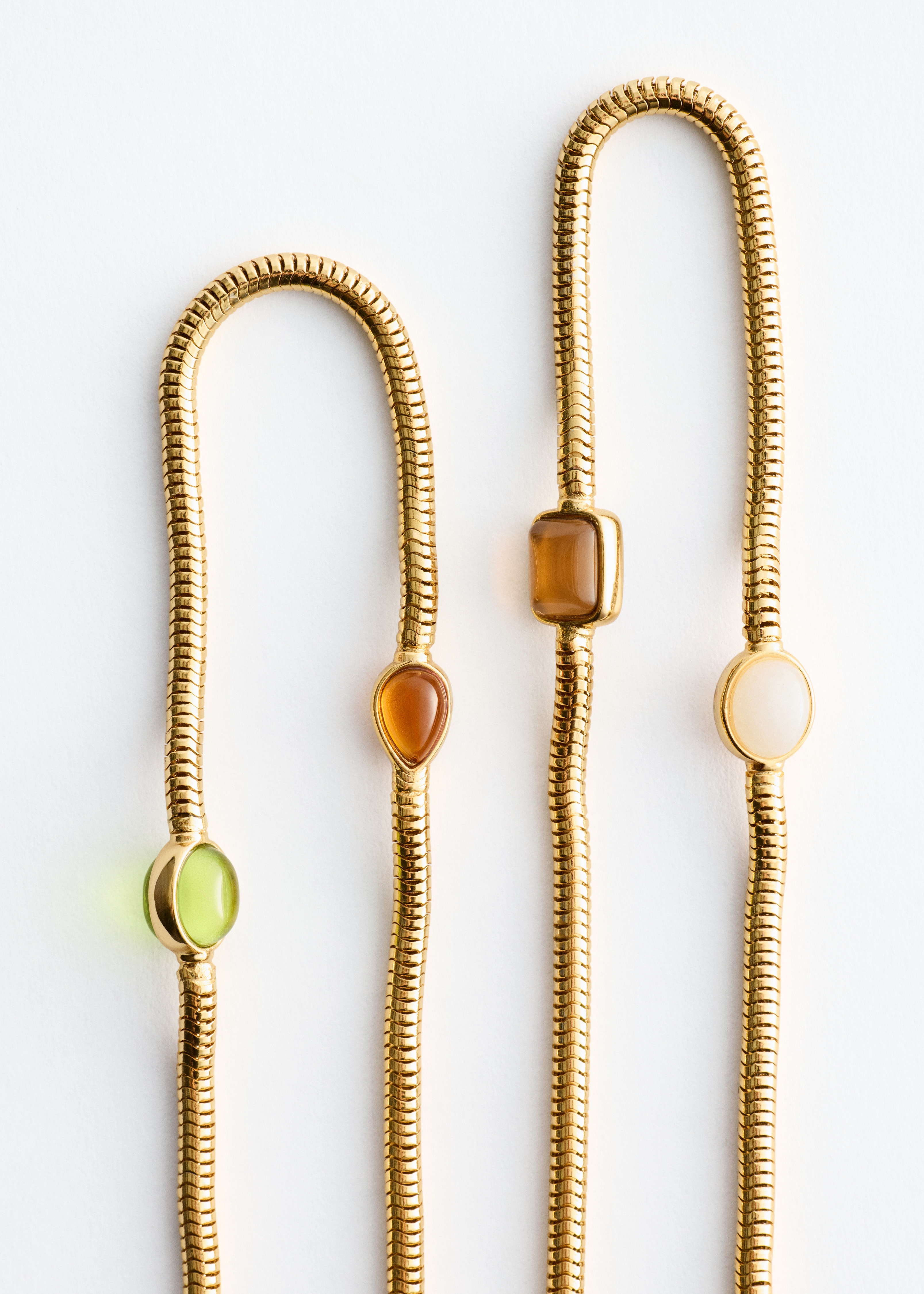 Double Chain Stone Necklace