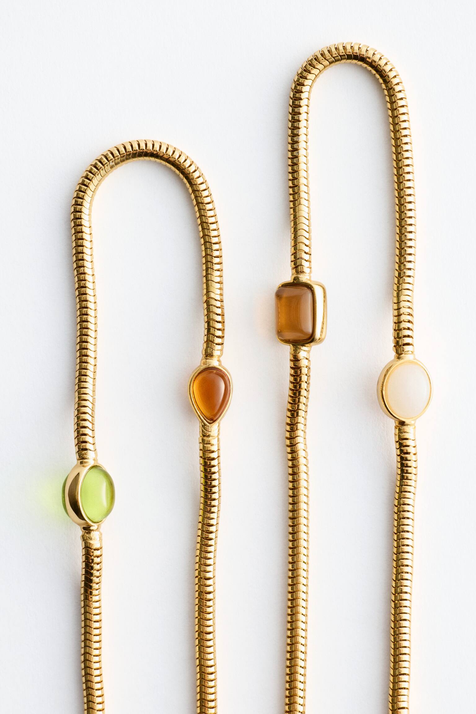 Double Chain Stone Necklace - Guld/flerfärgad - 4