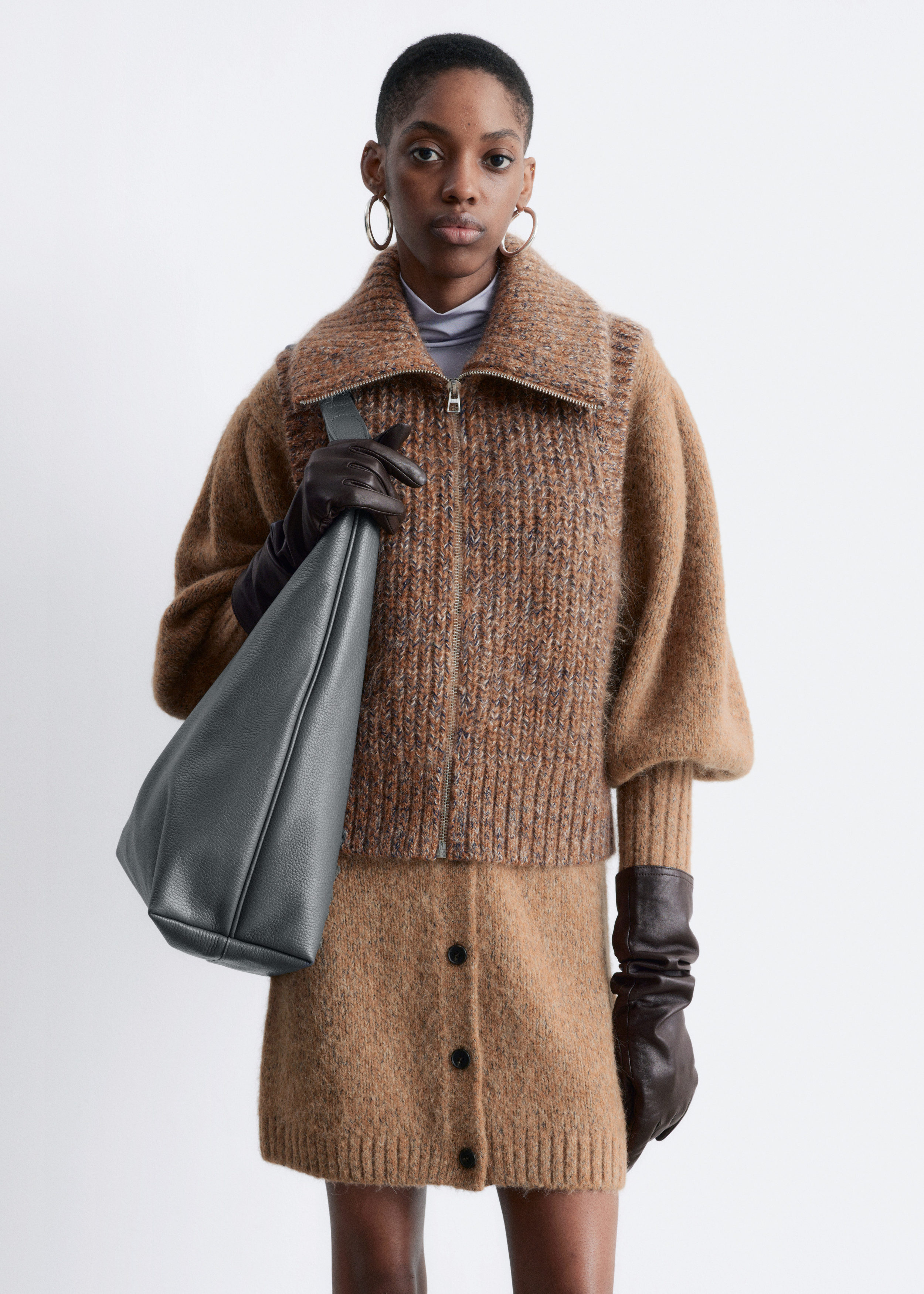 Knitted Zip-Up Vest - Brown - Sweaters - & Other Stories US