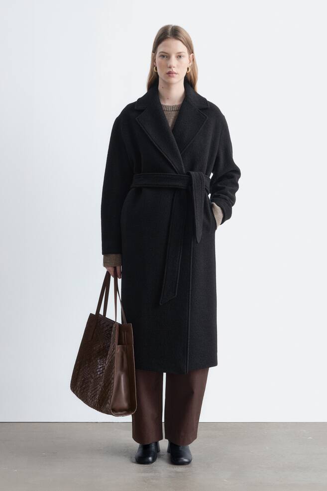 Voluminous Belted Wool Coat - Black/Dark Mole Melange/Navy/Dark Purple/Dark Green - 1