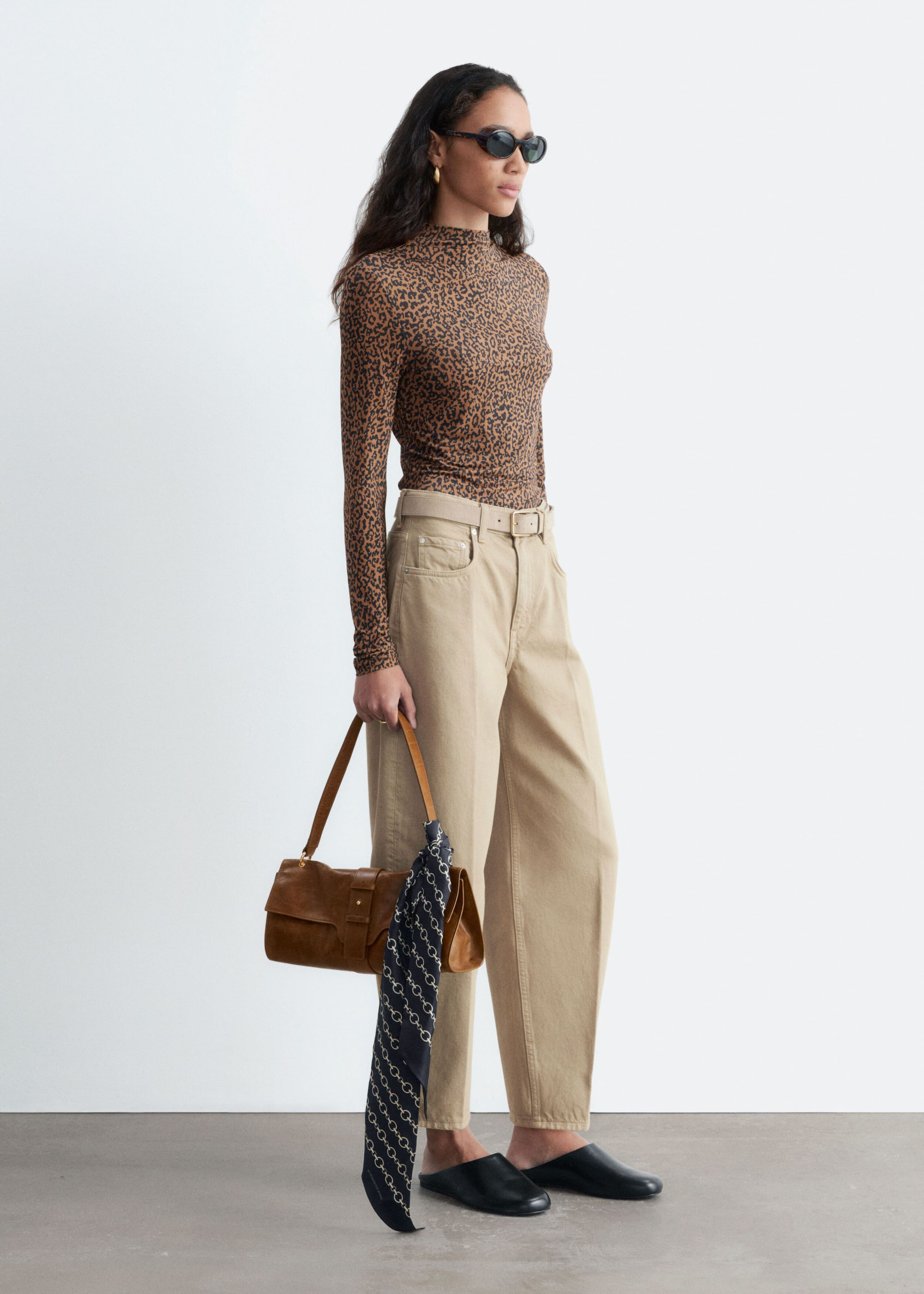 Mock-Neck Top - Brown/Leopard Print - Still Life
