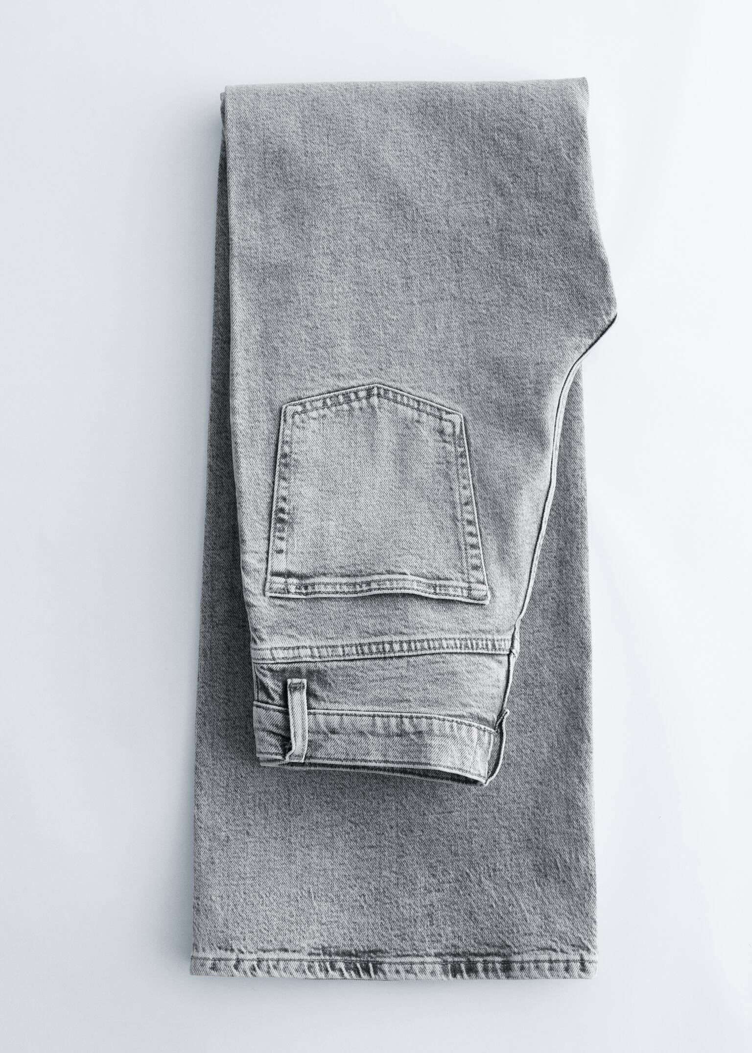 Studded Wide-Leg Jeans - Light Grey - 7