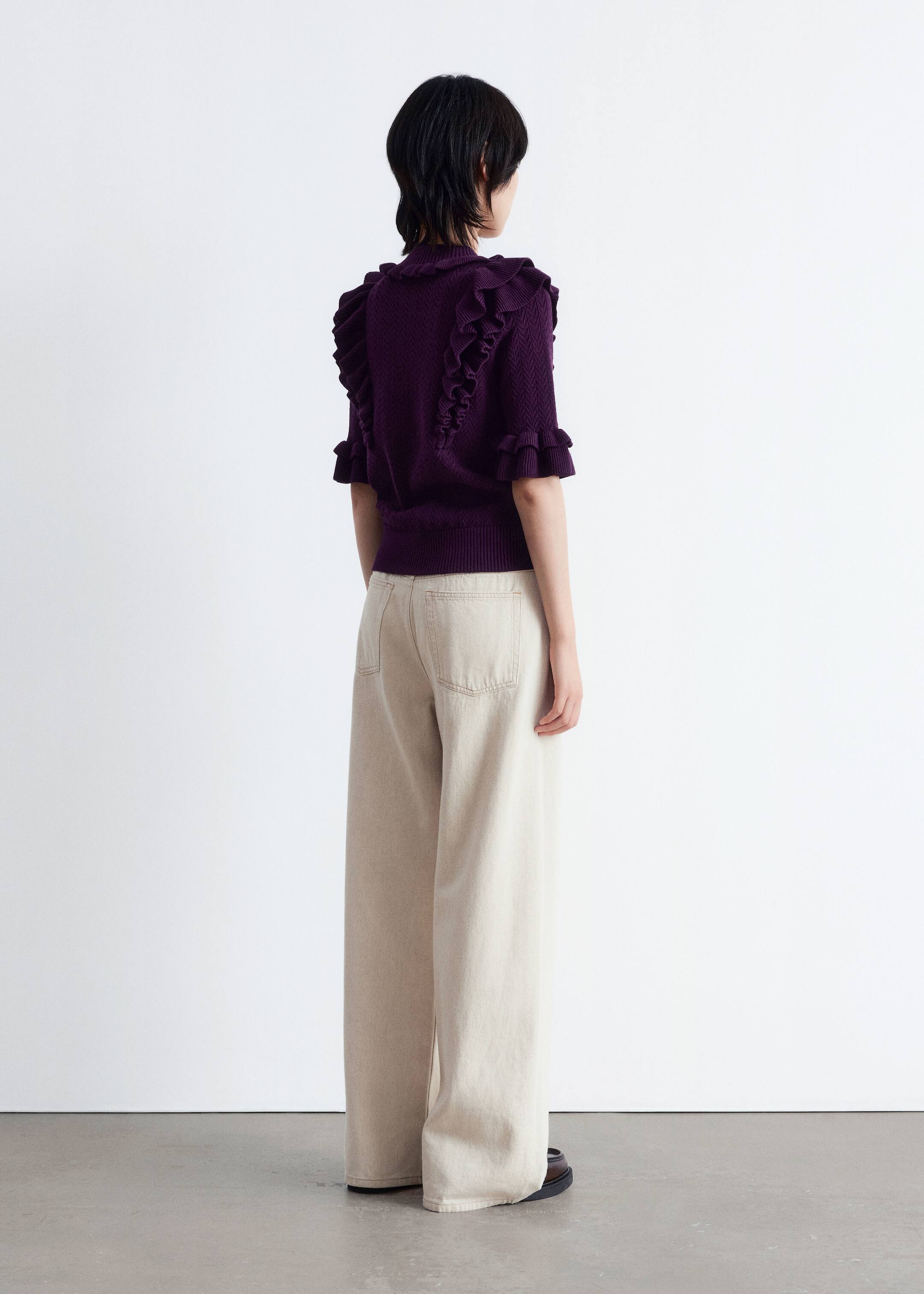 Se større billede: Pointelle-strikket flæsetop - Mørklilla - DAME | H&M DK 5