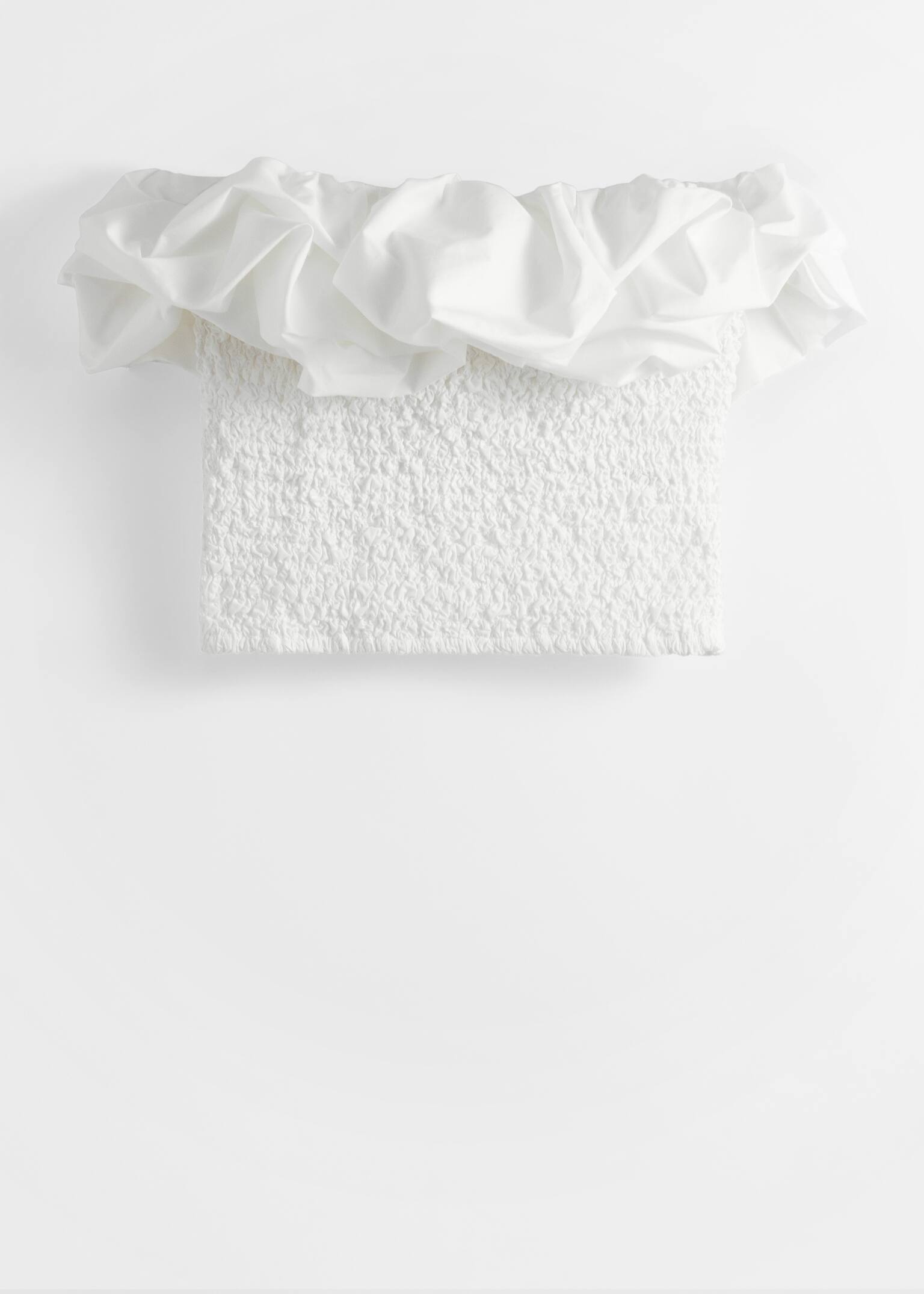 Off-Shoulder Bubble Top - White - 1