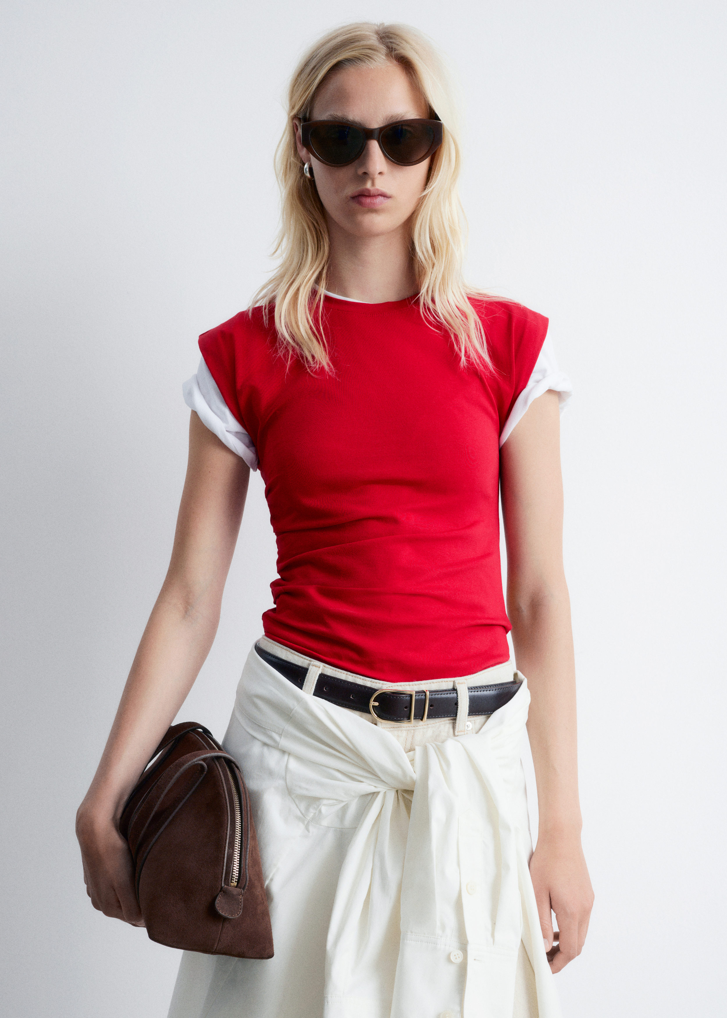Ruched Jersey Tank Top - Red - Lookbook