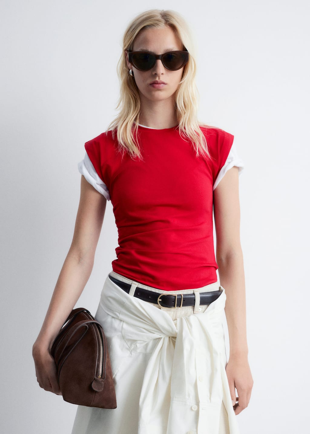 Ruched Jersey Tank Top - Red - Lookbook