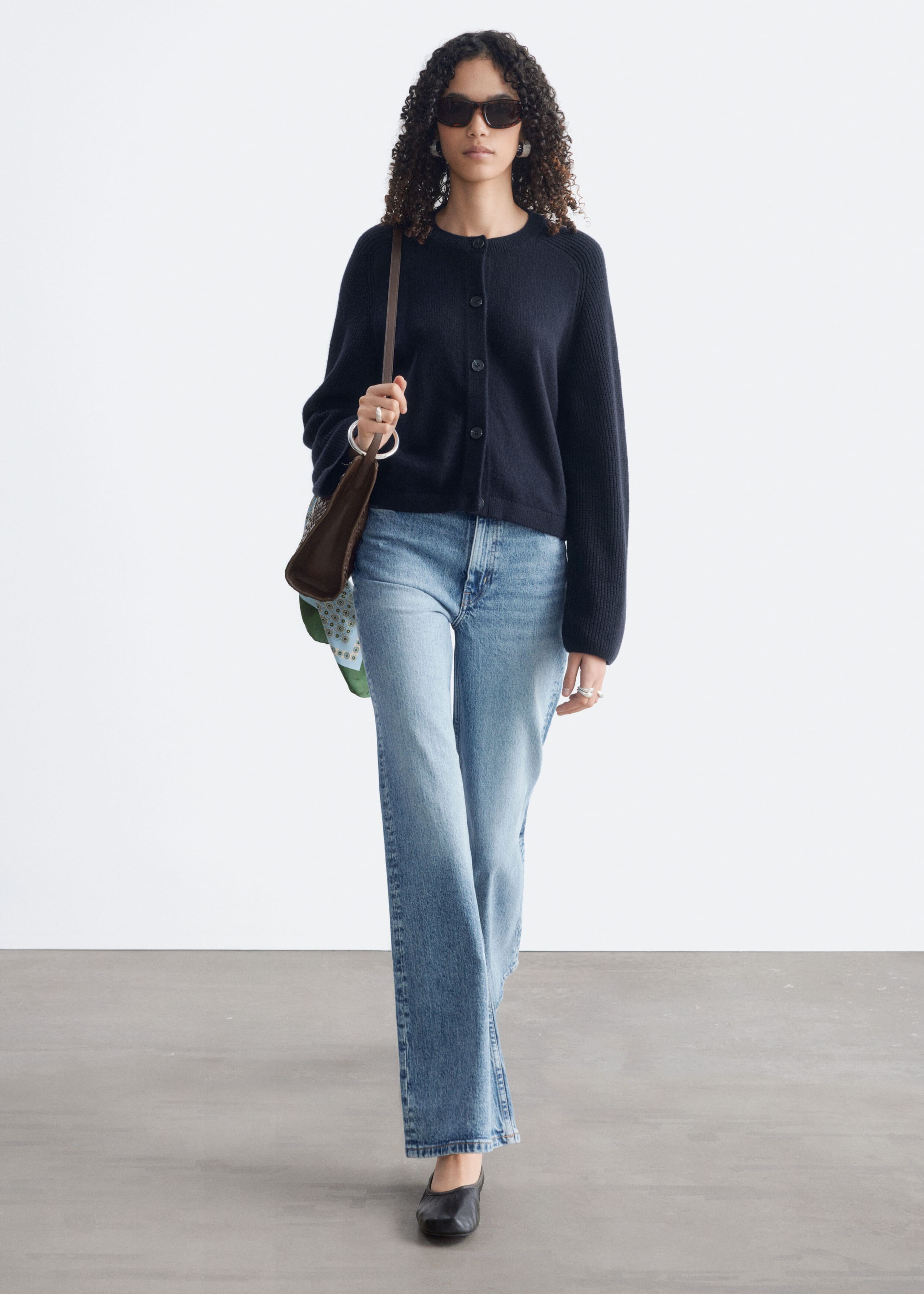 Relaxed Wool-Cotton Cardigan - Dark Blue - Lookbook