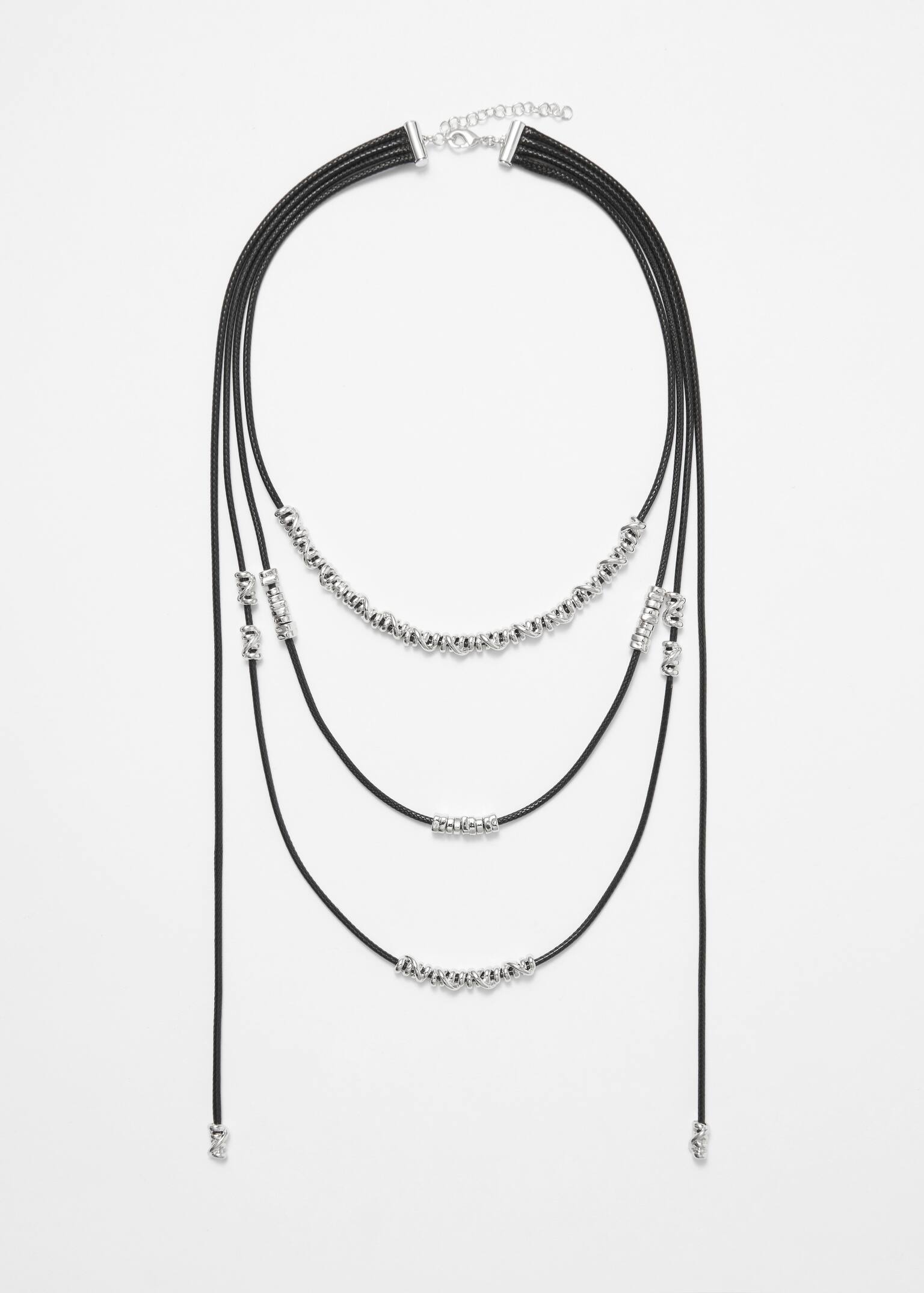 Collar de cordones a capas - Plata